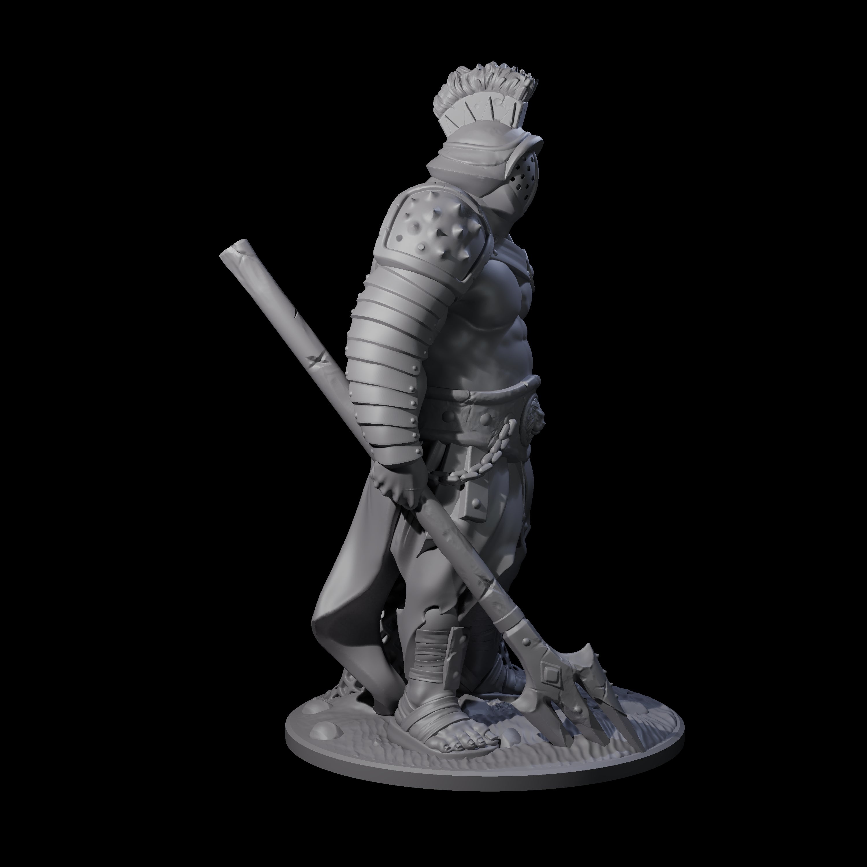 Clanking Human Gladiator Miniature for Dungeons and Dragons, Pathfinder or other TTRPGs