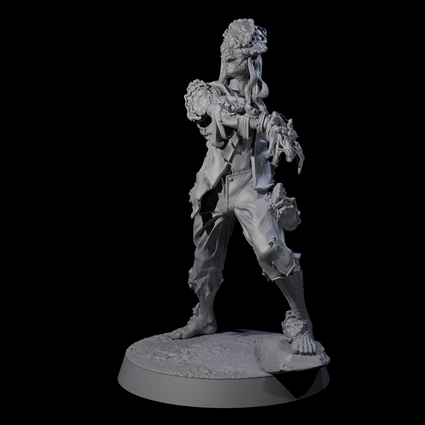 Clicking Fungal Zombie B Miniature for Dungeons and Dragons, Pathfinder or other TTRPGs