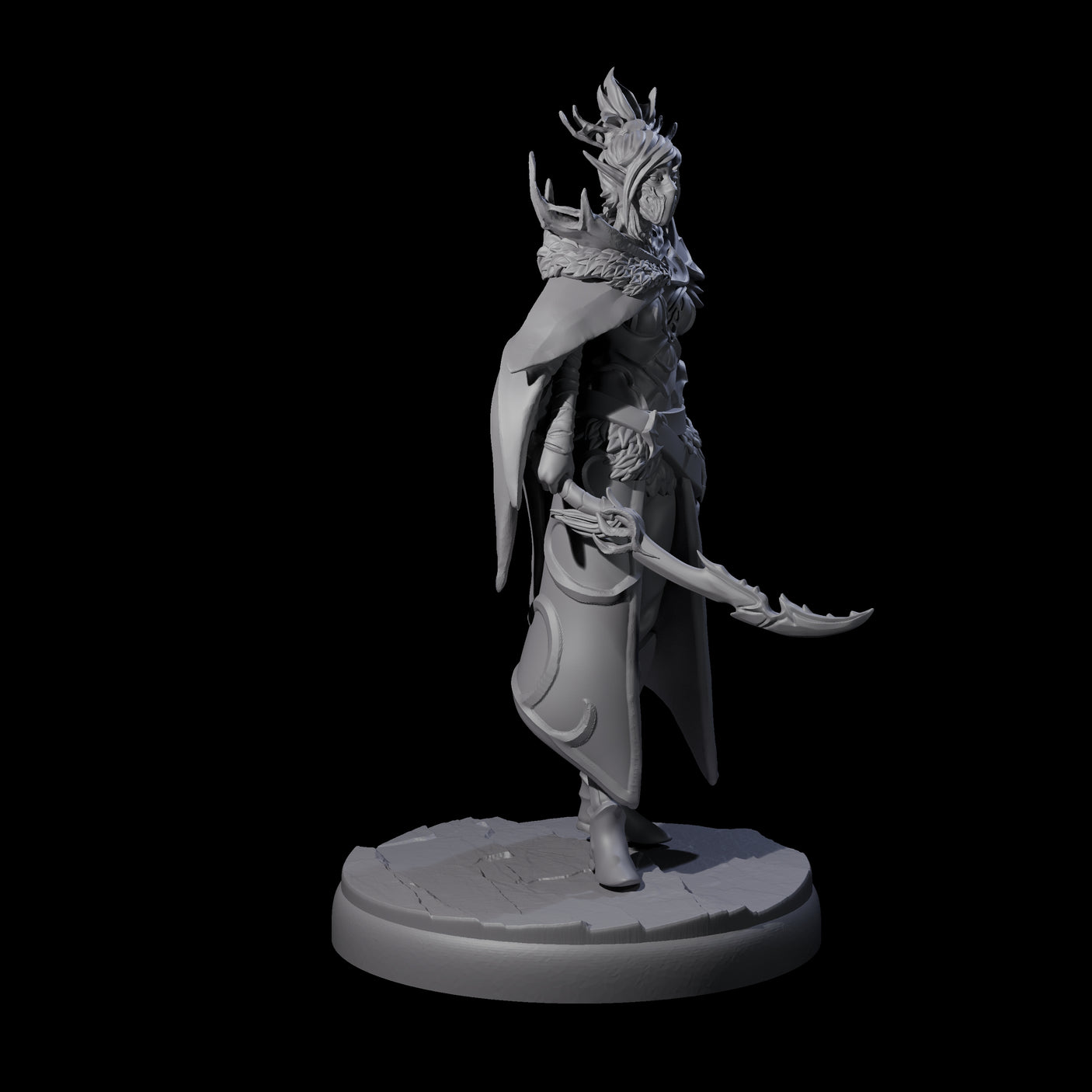 Cloaked Dark Elf Assassin F Miniature for Dungeons and Dragons, Pathfinder or other TTRPGs