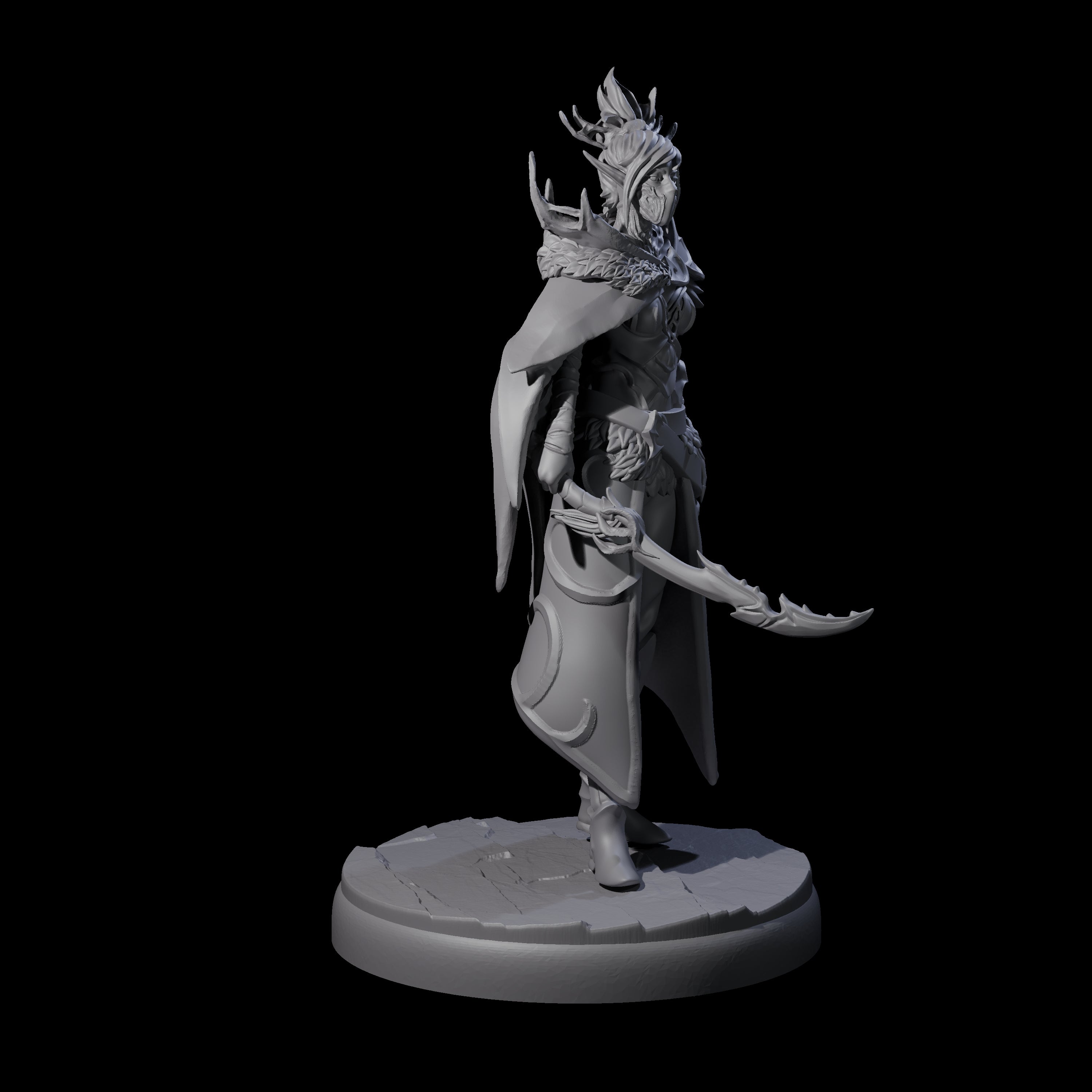 Cloaked Dark Elf Assassin F Miniature for Dungeons and Dragons, Pathfinder or other TTRPGs