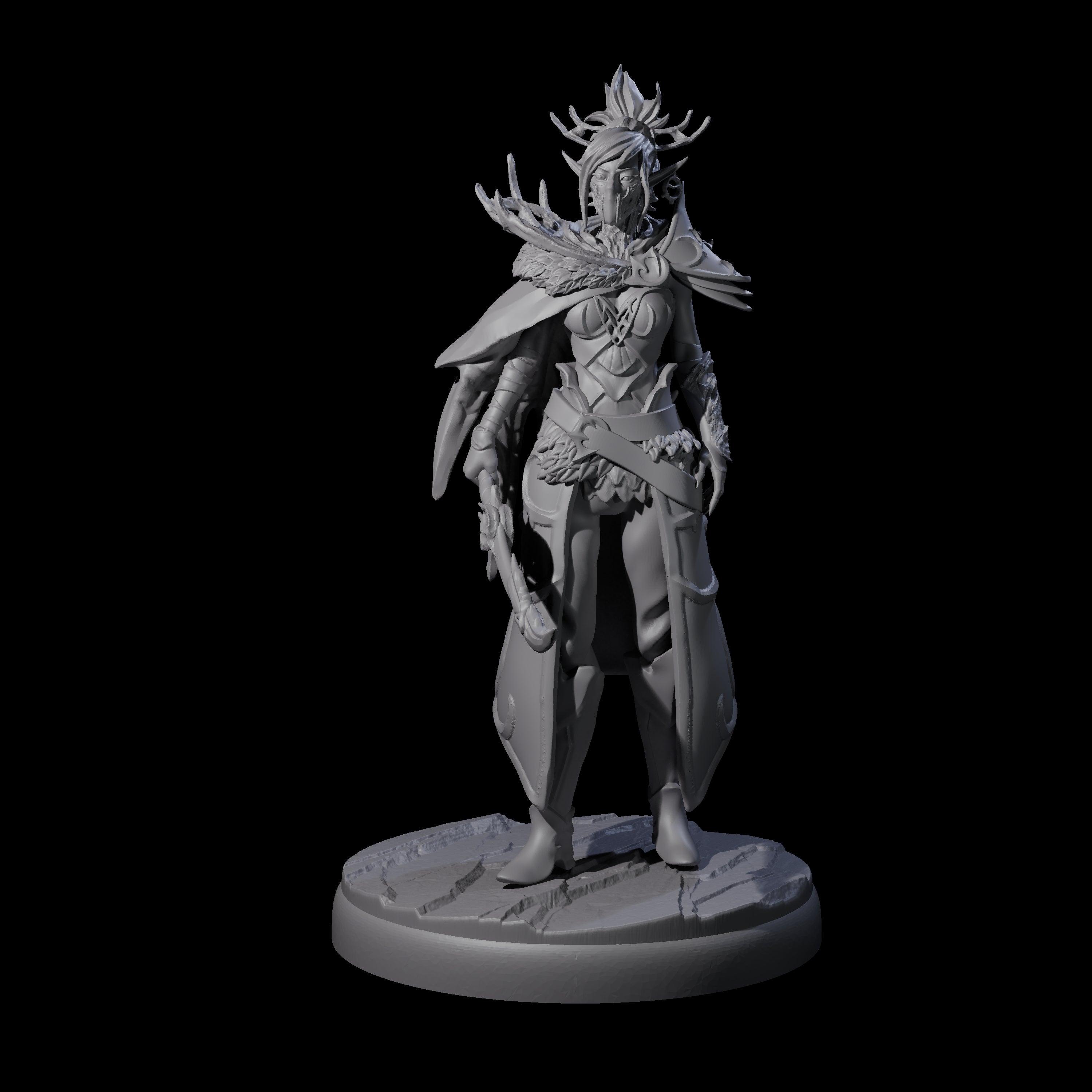 Cloaked Dark Elf Assassin F Miniature for Dungeons and Dragons, Pathfinder or other TTRPGs