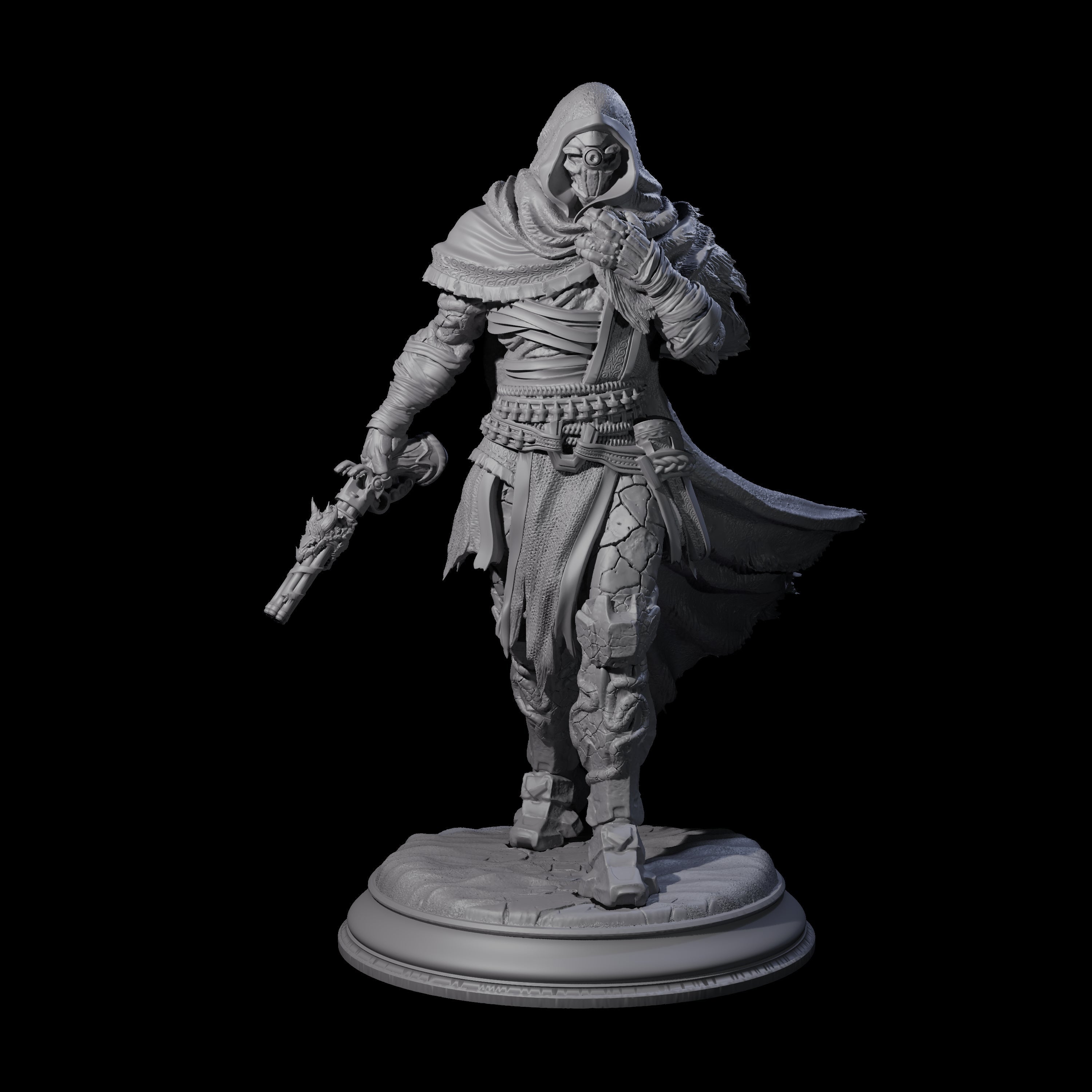 Cloaked Warforged Gunslinger Miniature for Dungeons and Dragons, Pathfinder or other TTRPGs