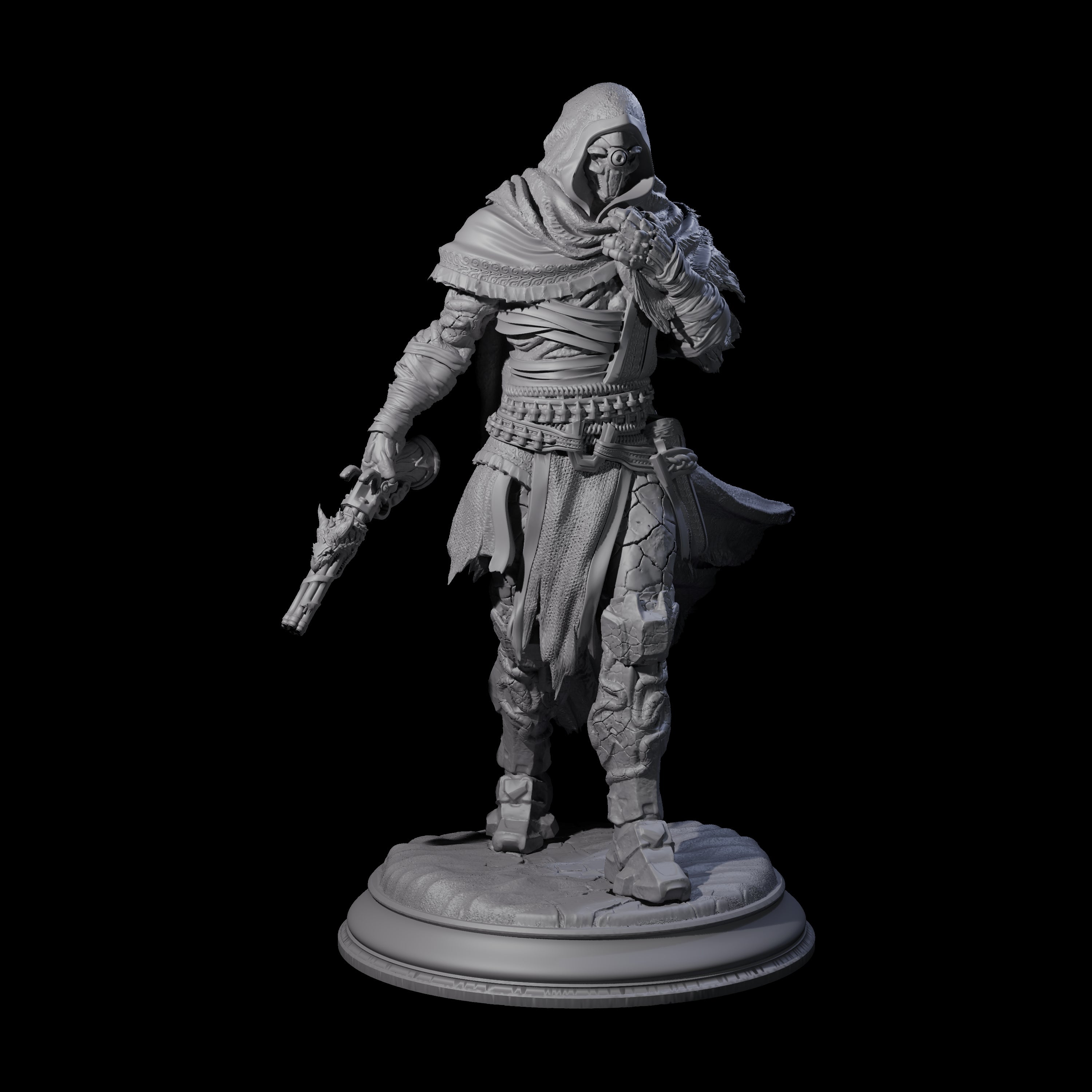 Cloaked Warforged Gunslinger Miniature for Dungeons and Dragons, Pathfinder or other TTRPGs