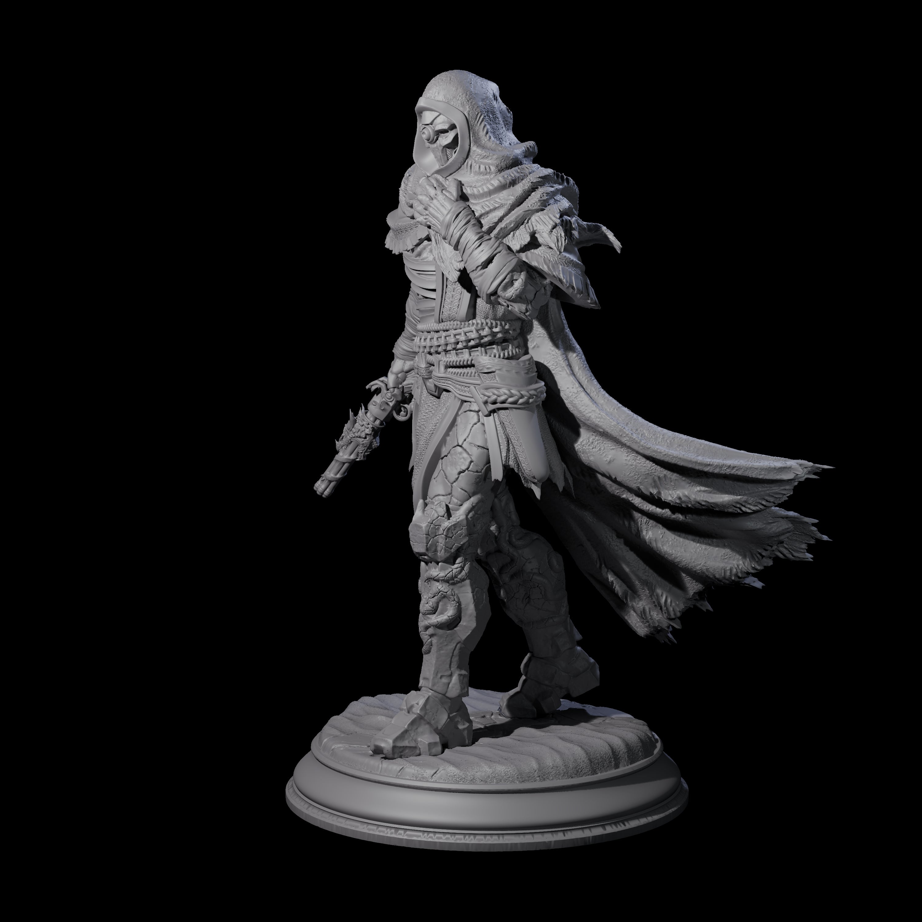 Cloaked Warforged Gunslinger Miniature for Dungeons and Dragons, Pathfinder or other TTRPGs