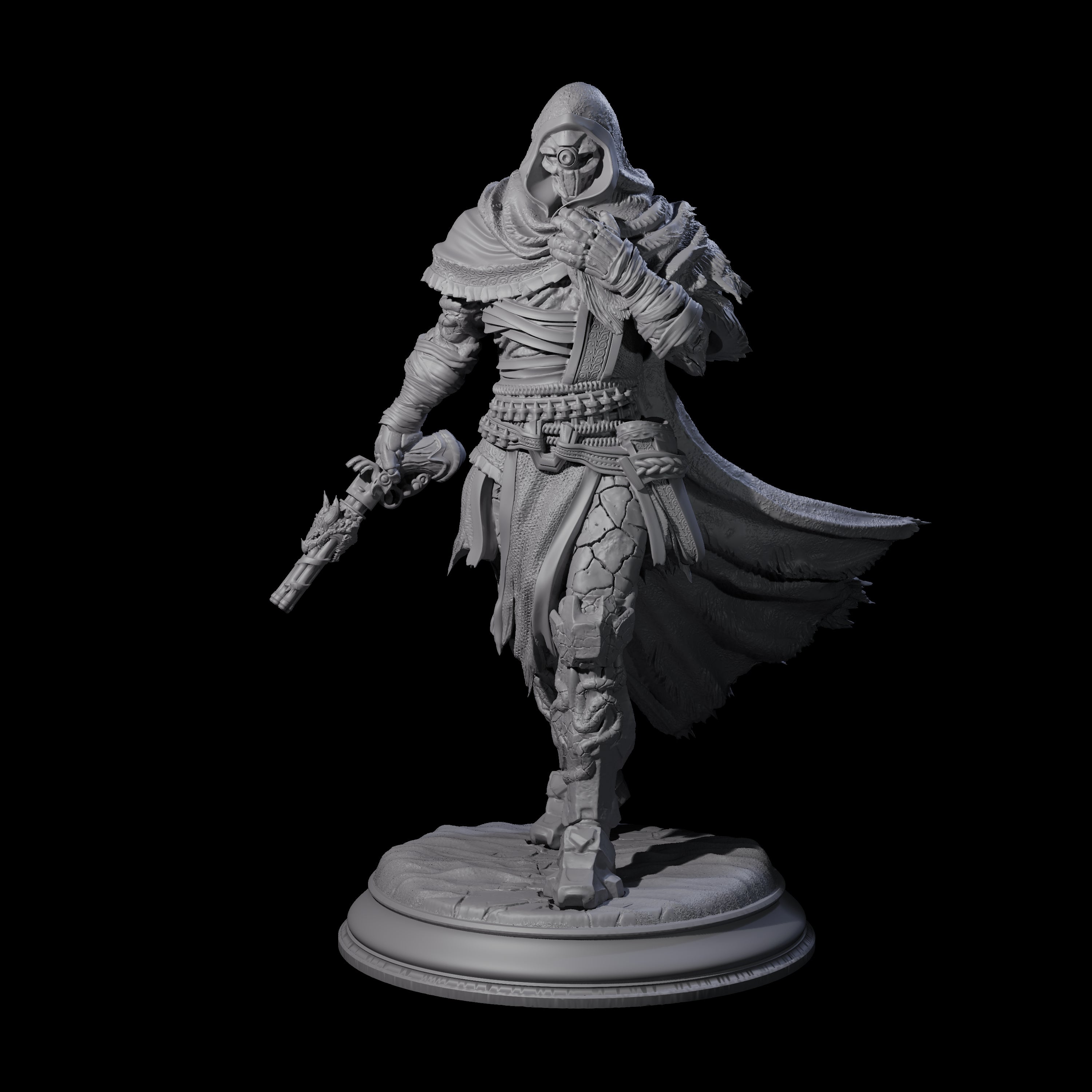 Cloaked Warforged Gunslinger Miniature for Dungeons and Dragons, Pathfinder or other TTRPGs