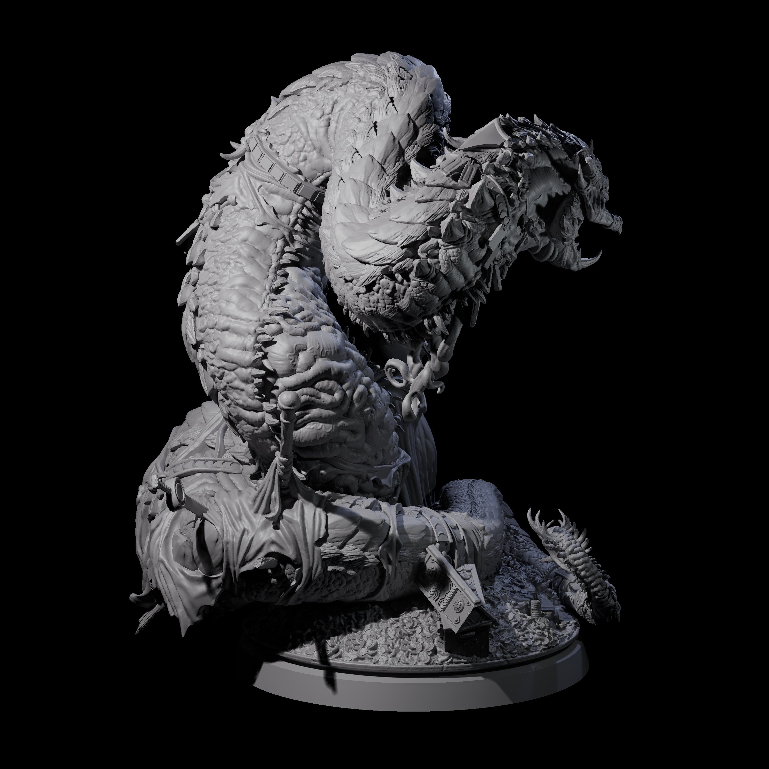 Coiled Ancient Linnorm Miniature for Dungeons and Dragons, Pathfinder or other TTRPGs