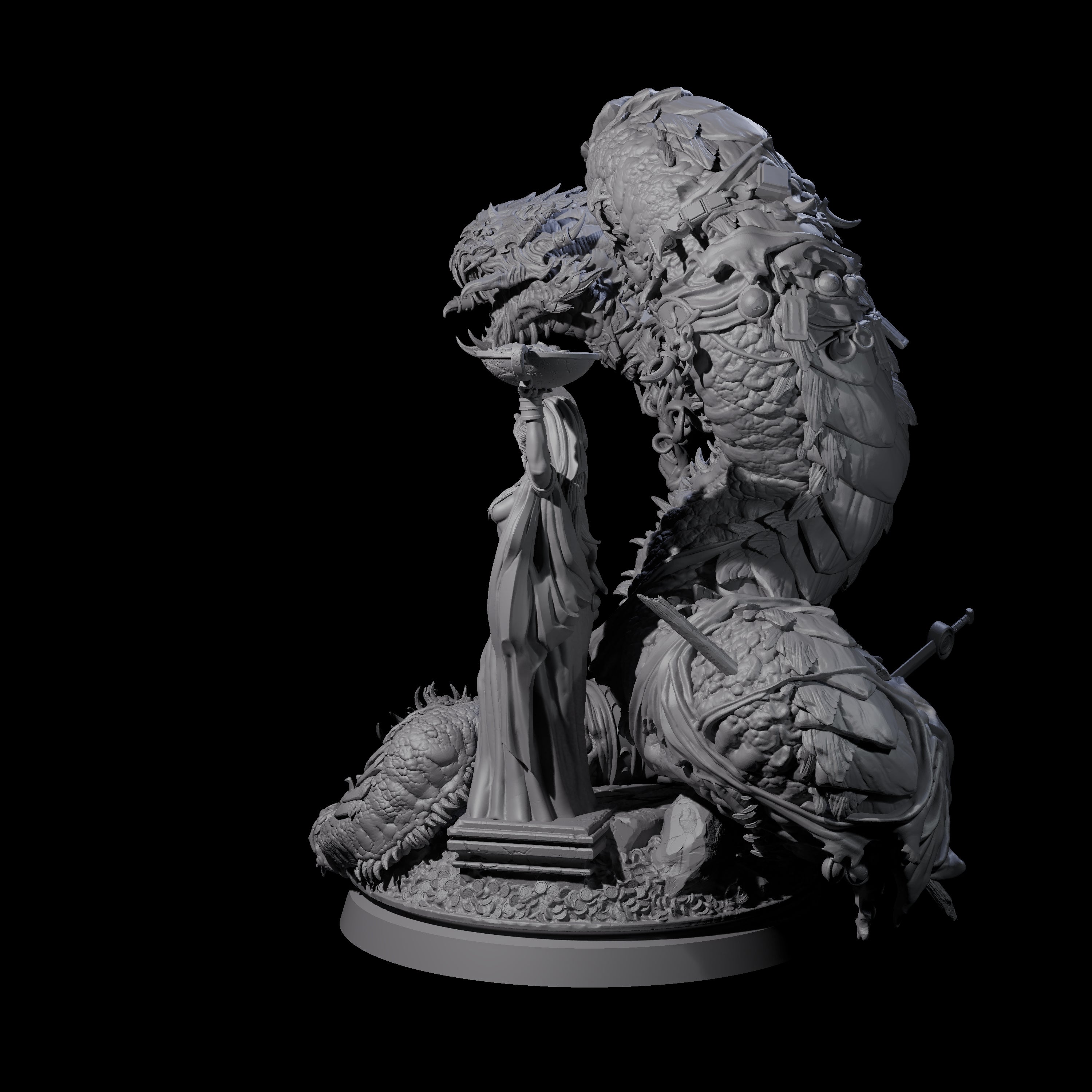 Coiled Ancient Linnorm Miniature for Dungeons and Dragons, Pathfinder or other TTRPGs