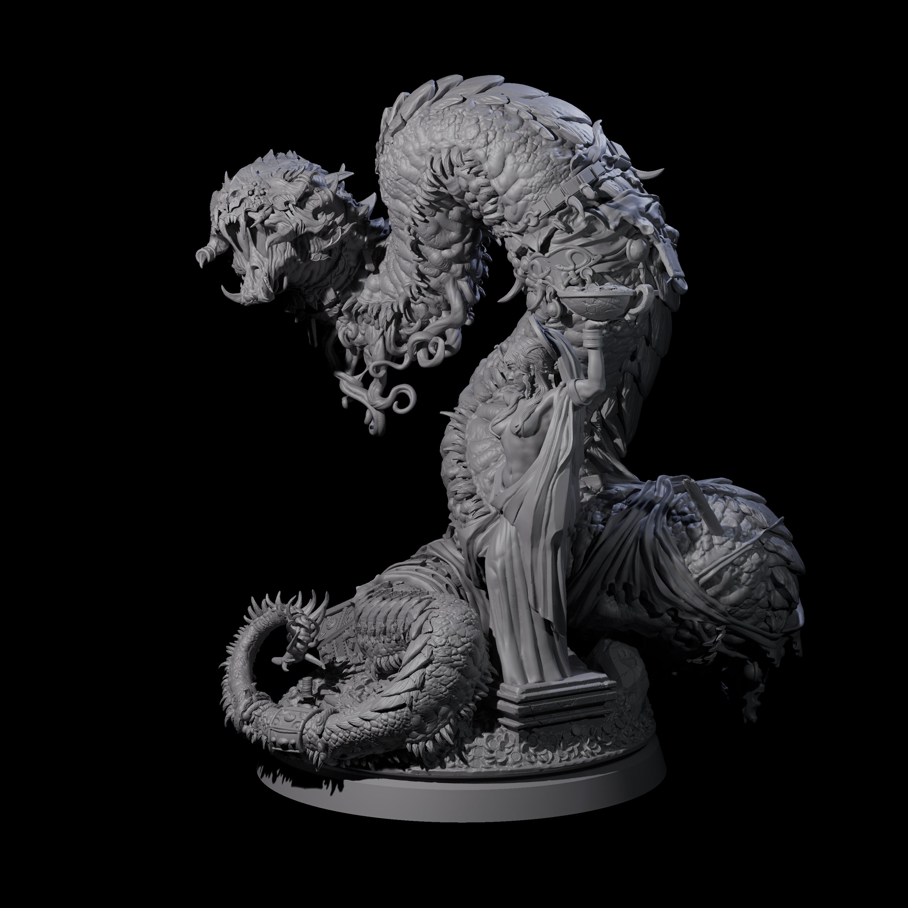 Coiled Ancient Linnorm Miniature for Dungeons and Dragons, Pathfinder or other TTRPGs