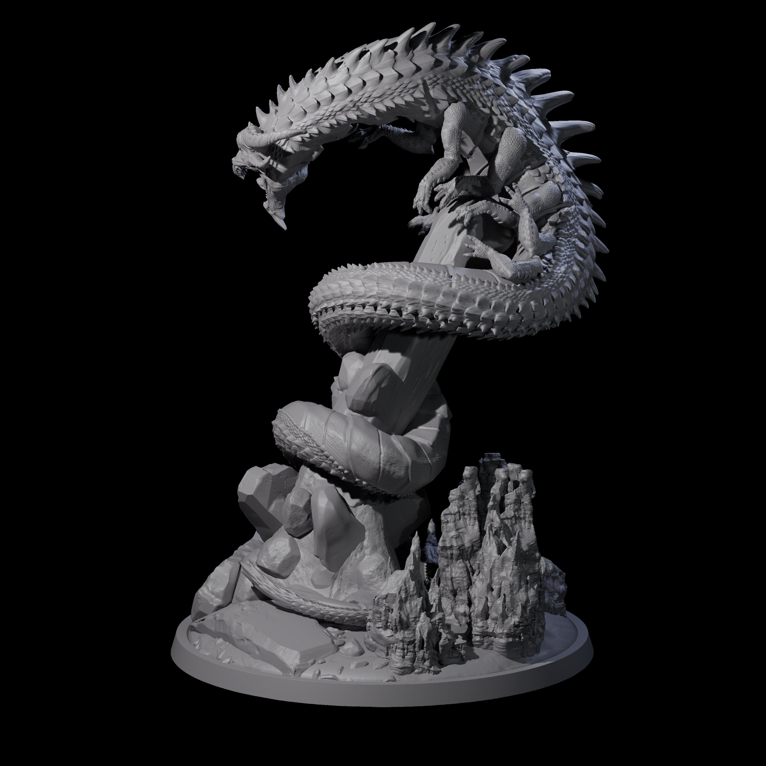 Coiled Behir Miniature for Dungeons and Dragons, Pathfinder or other TTRPGs