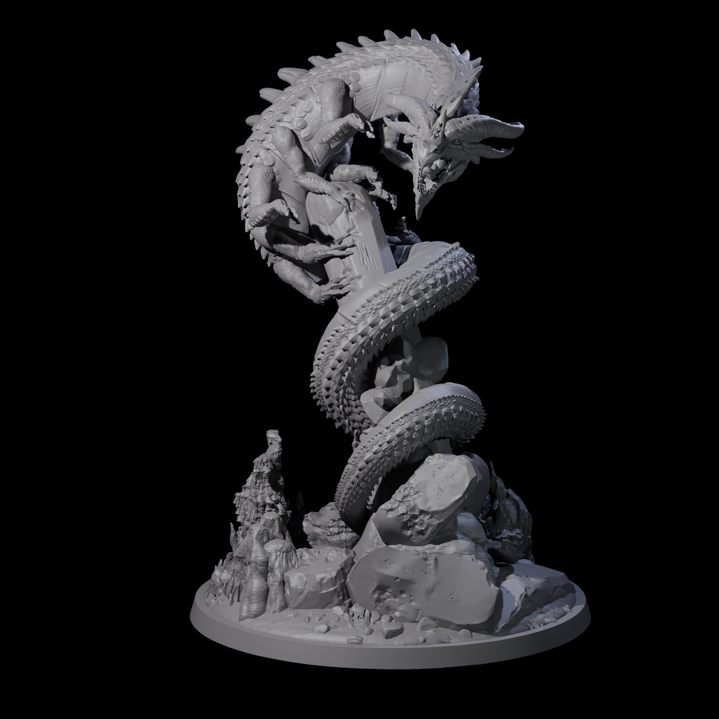 Coiled Behir Miniature for Dungeons and Dragons, Pathfinder or other TTRPGs