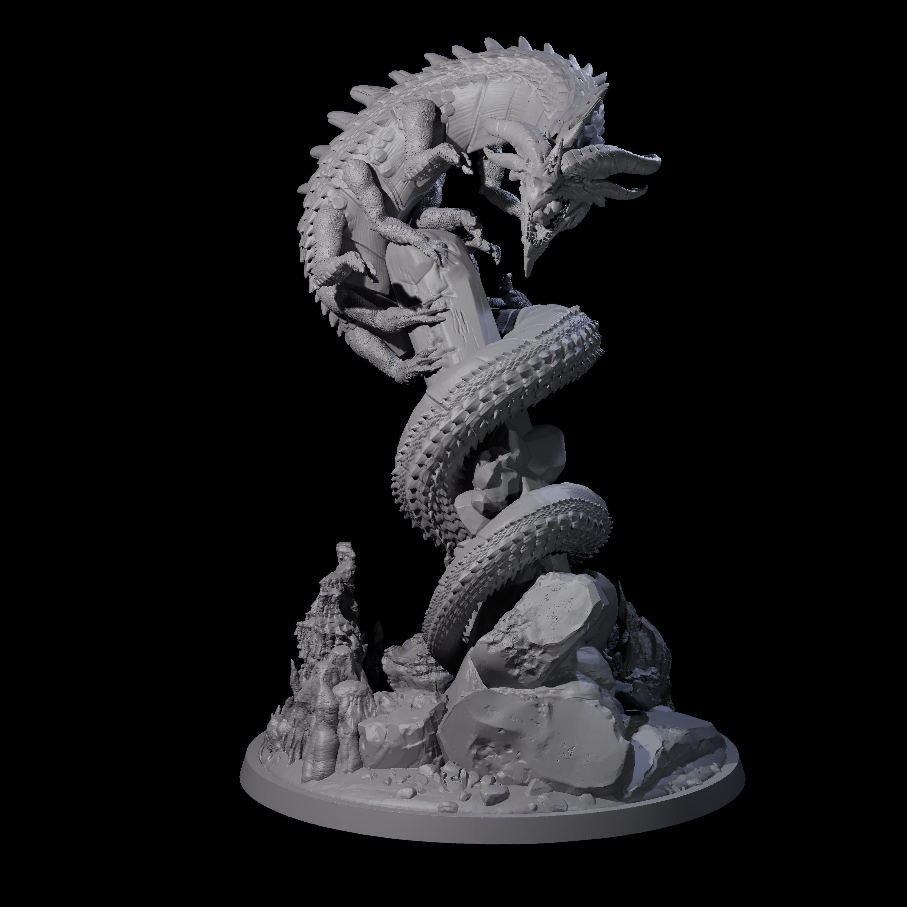 Coiled Behir Miniature for Dungeons and Dragons, Pathfinder or other TTRPGs