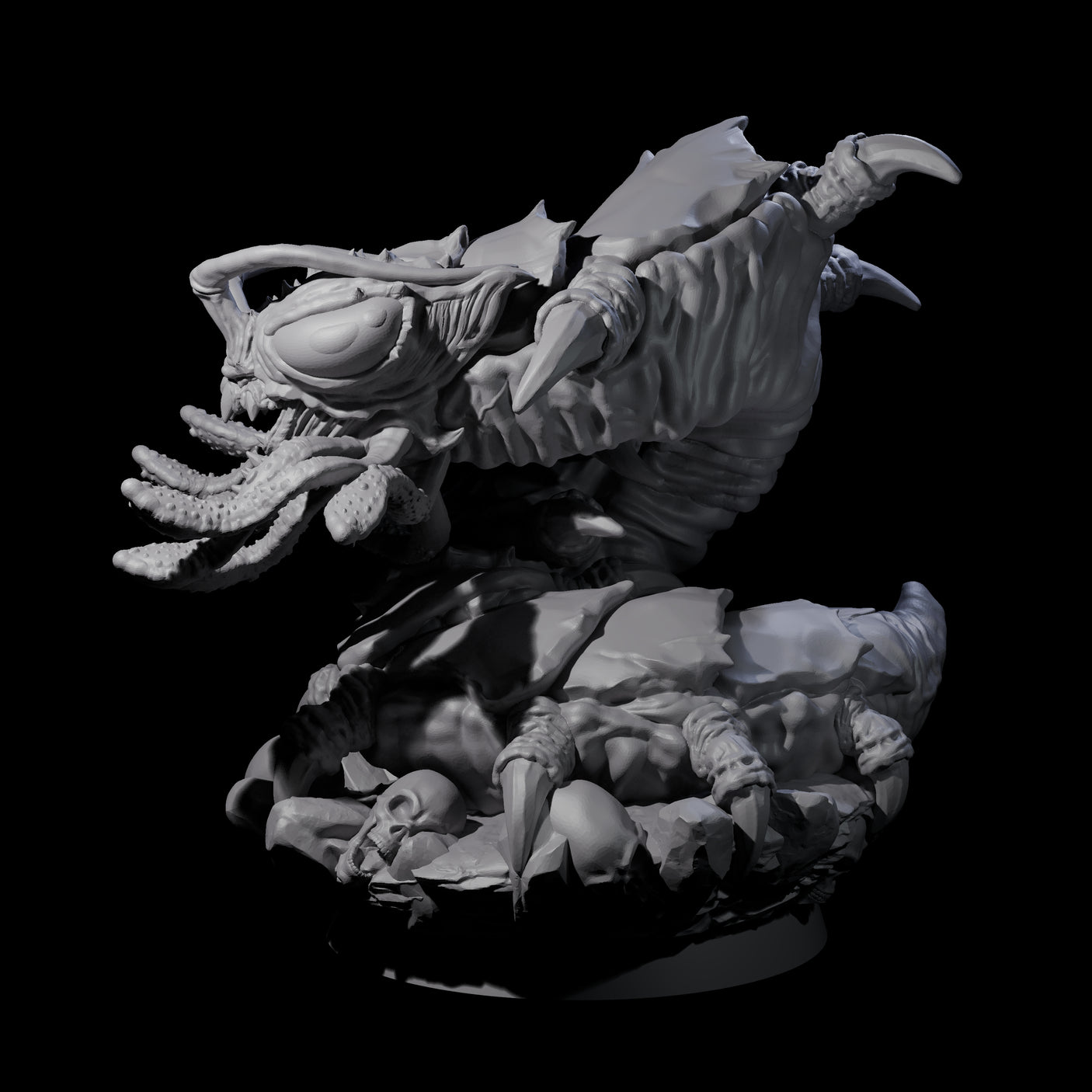 Coiled Creeping Carrion Crawler Miniature for Dungeons and Dragons, Pathfinder or other TTRPGs
