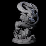 Coiled Lung Dragon Miniature for Dungeons and Dragons, Pathfinder or other TTRPGs