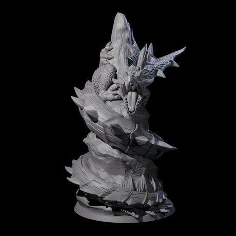 Coiled Roaring Wyrm Miniature for Dungeons and Dragons, Pathfinder or other TTRPGs
