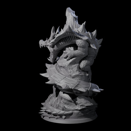 Coiled Roaring Wyrm Miniature for Dungeons and Dragons, Pathfinder or other TTRPGs