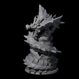 Coiled Roaring Wyrm Miniature for Dungeons and Dragons, Pathfinder or other TTRPGs
