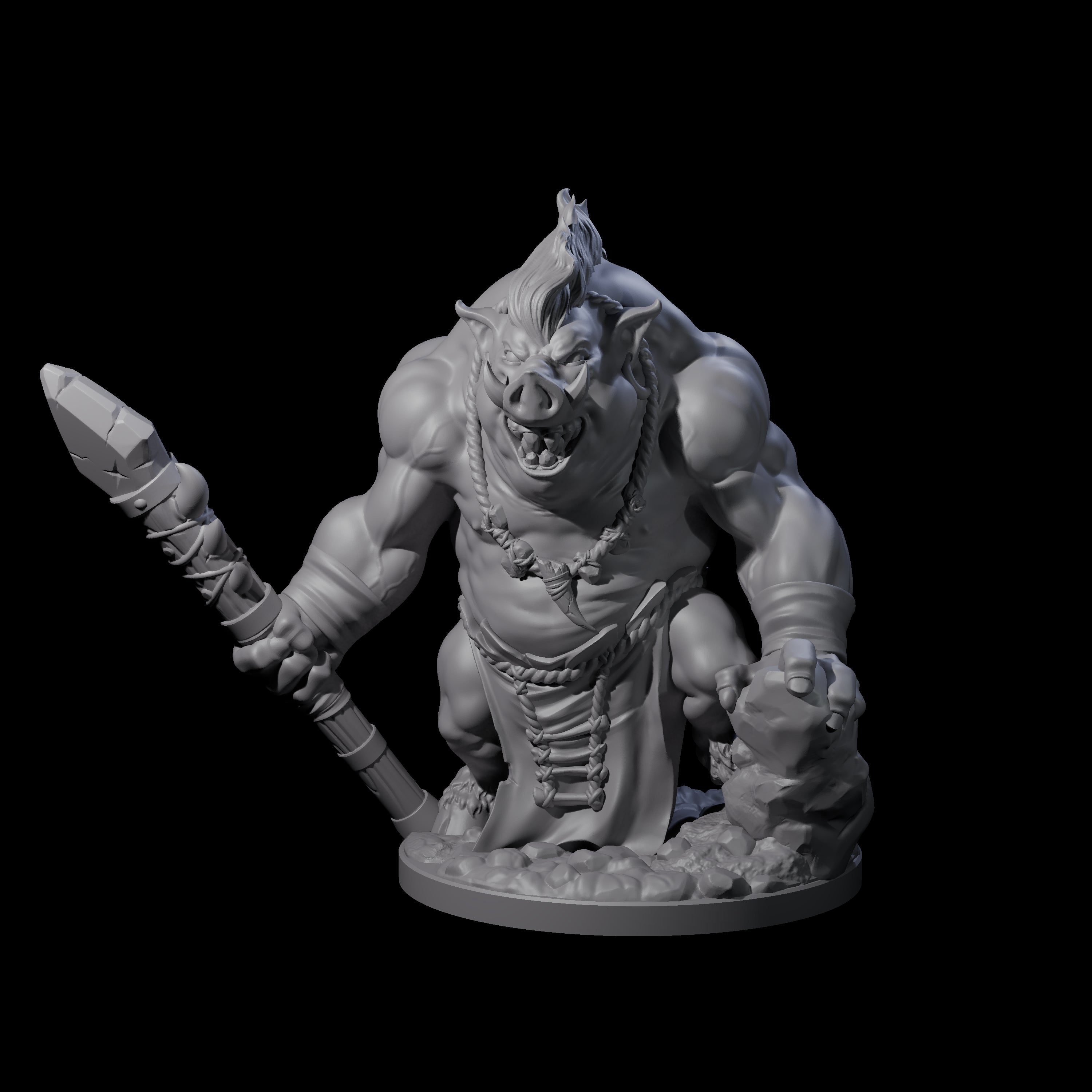 Come Out Swinging Boarman Brute A Miniature for Dungeons and Dragons, Pathfinder or other TTRPGs