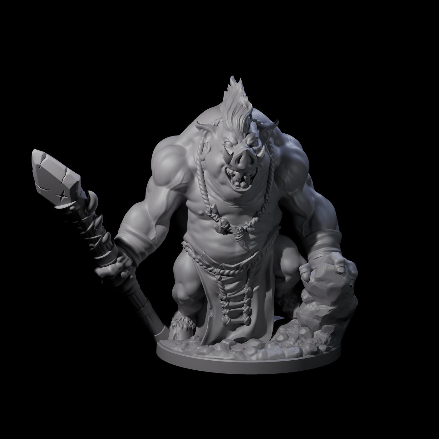 Come Out Swinging Boarman Brute A Miniature for Dungeons and Dragons, Pathfinder or other TTRPGs