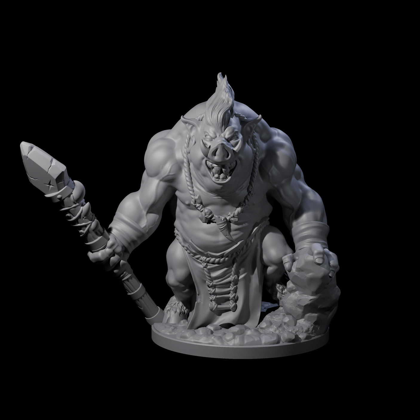 Come Out Swinging Boarman Brute A Miniature for Dungeons and Dragons, Pathfinder or other TTRPGs