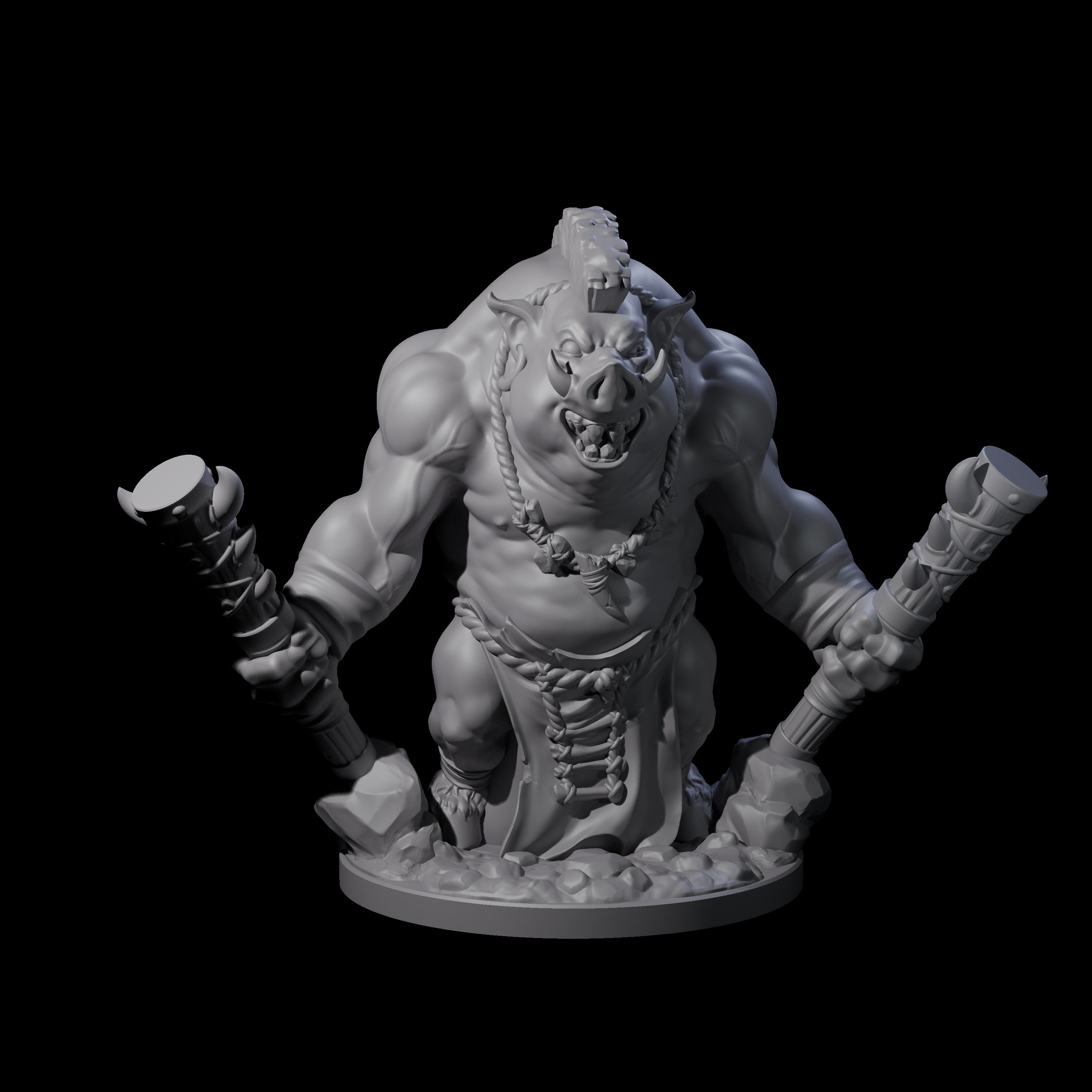 Come Out Swinging Boarman Brute B Miniature for Dungeons and Dragons, Pathfinder or other TTRPGs