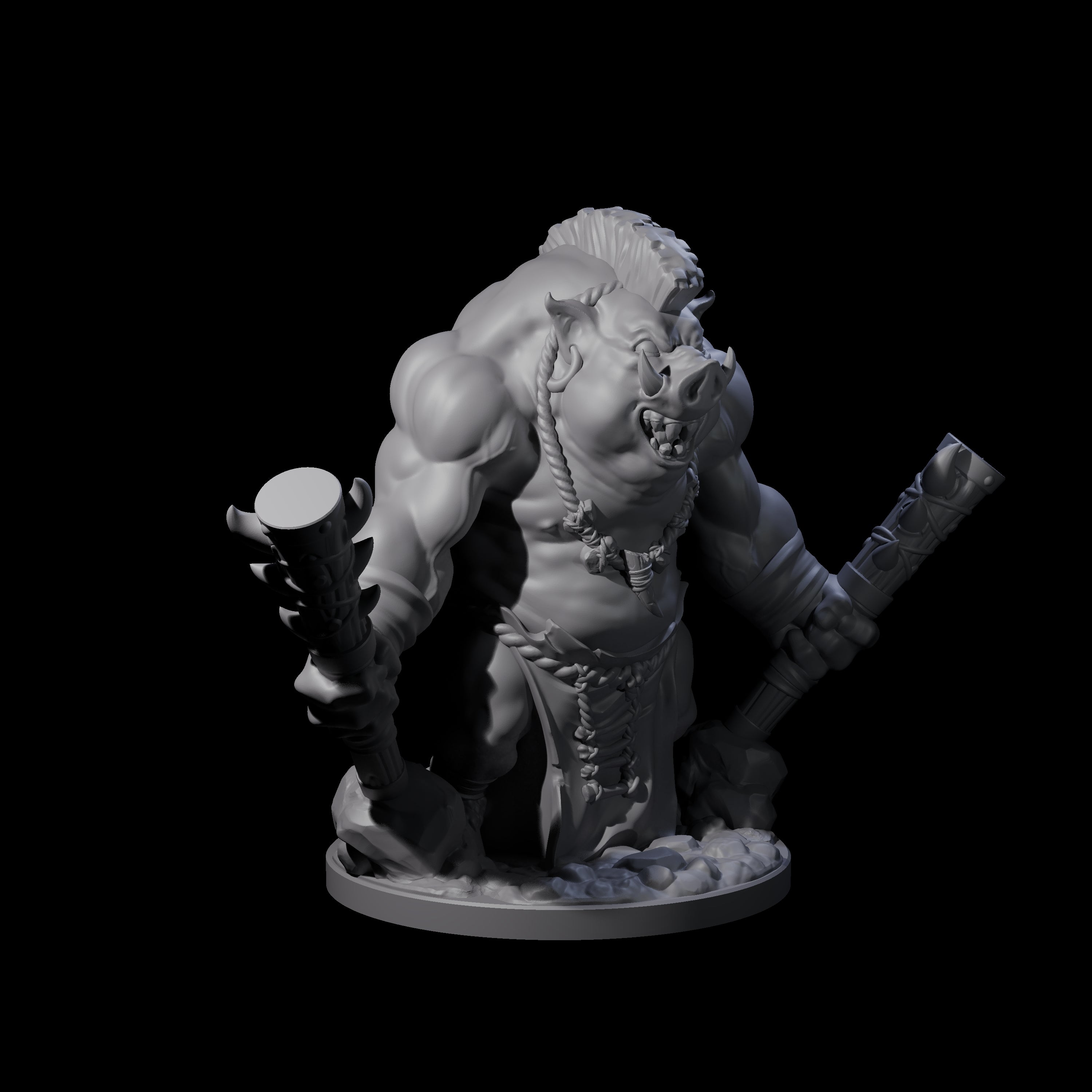 Come Out Swinging Boarman Brutes Miniature for Dungeons and Dragons, Pathfinder or other TTRPGs