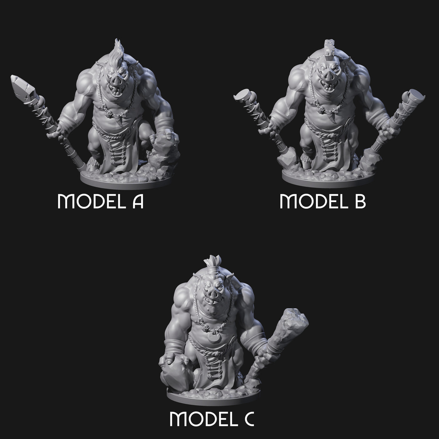 Come Out Swinging Boarman Brutes Miniature for Dungeons and Dragons, Pathfinder or other TTRPGs