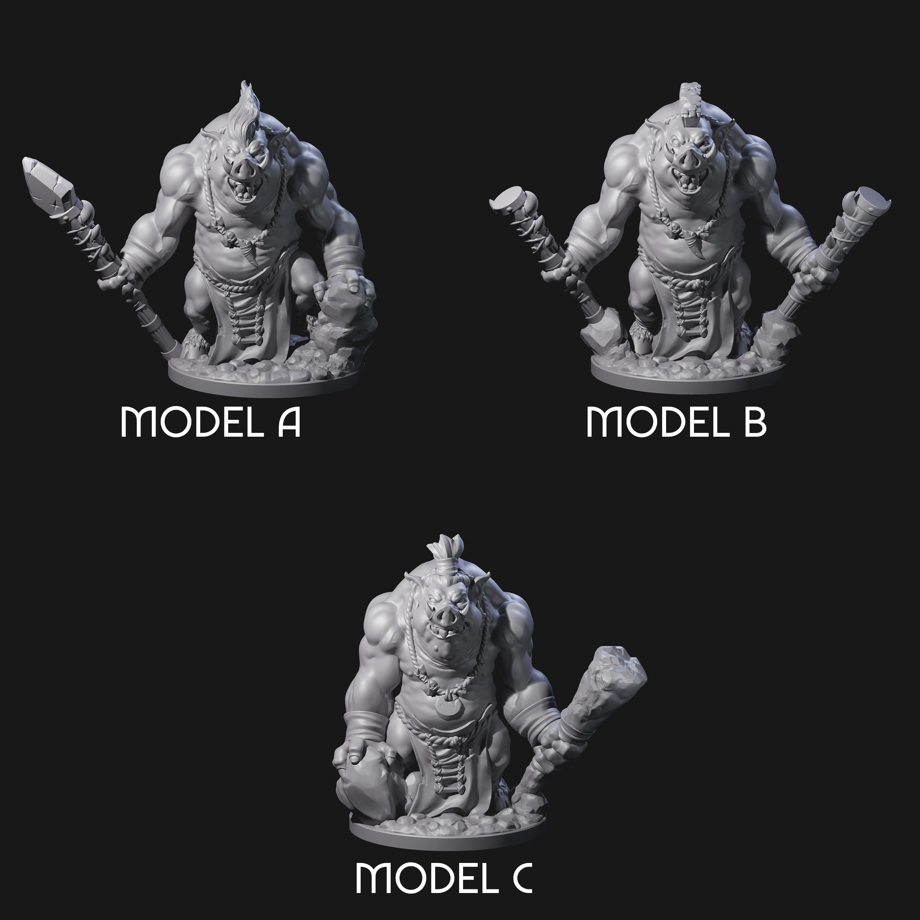 Come Out Swinging Boarman Brutes Miniature for Dungeons and Dragons, Pathfinder or other TTRPGs