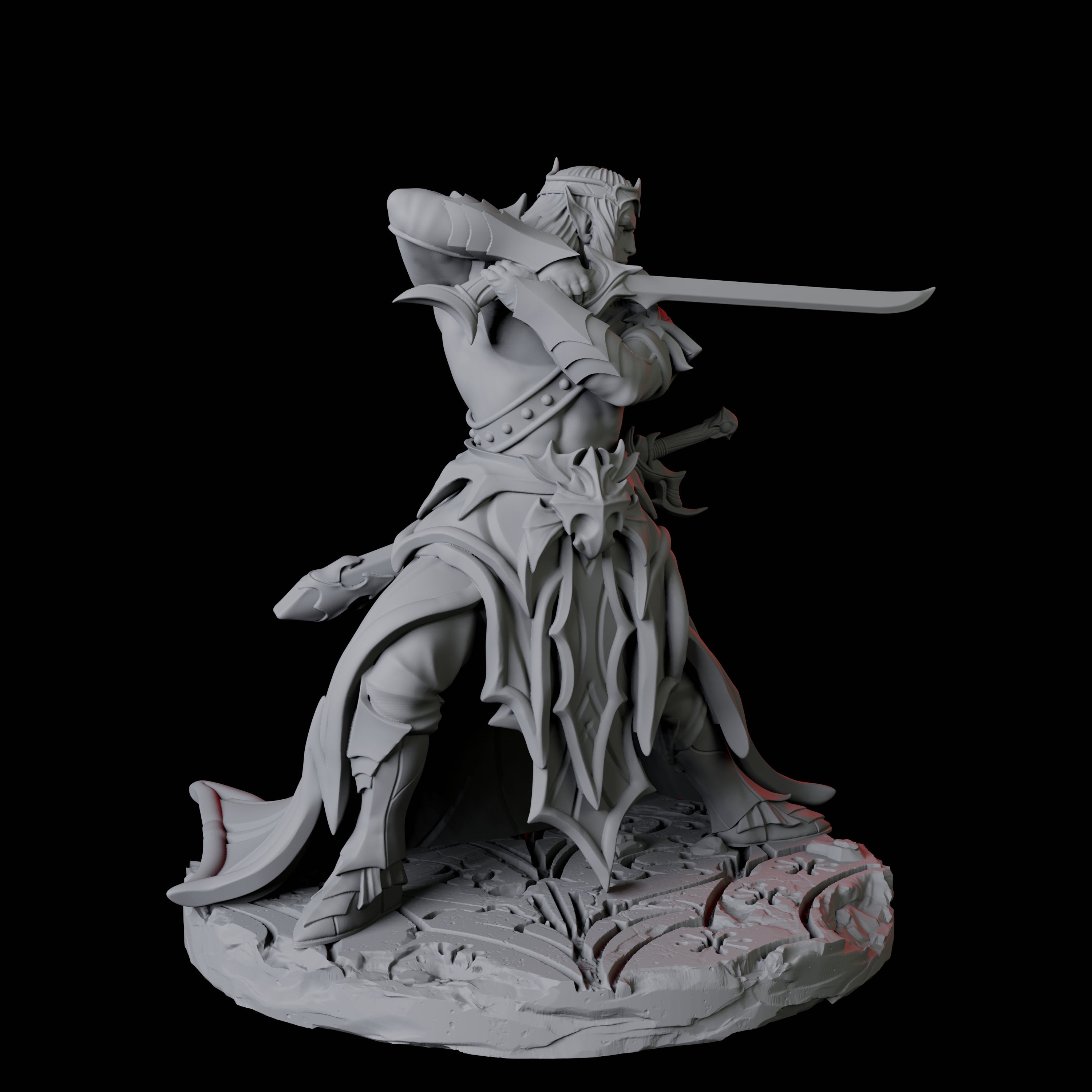 Composed Swordsmaster Miniature for Dungeons and Dragons, Pathfinder or other TTRPGs