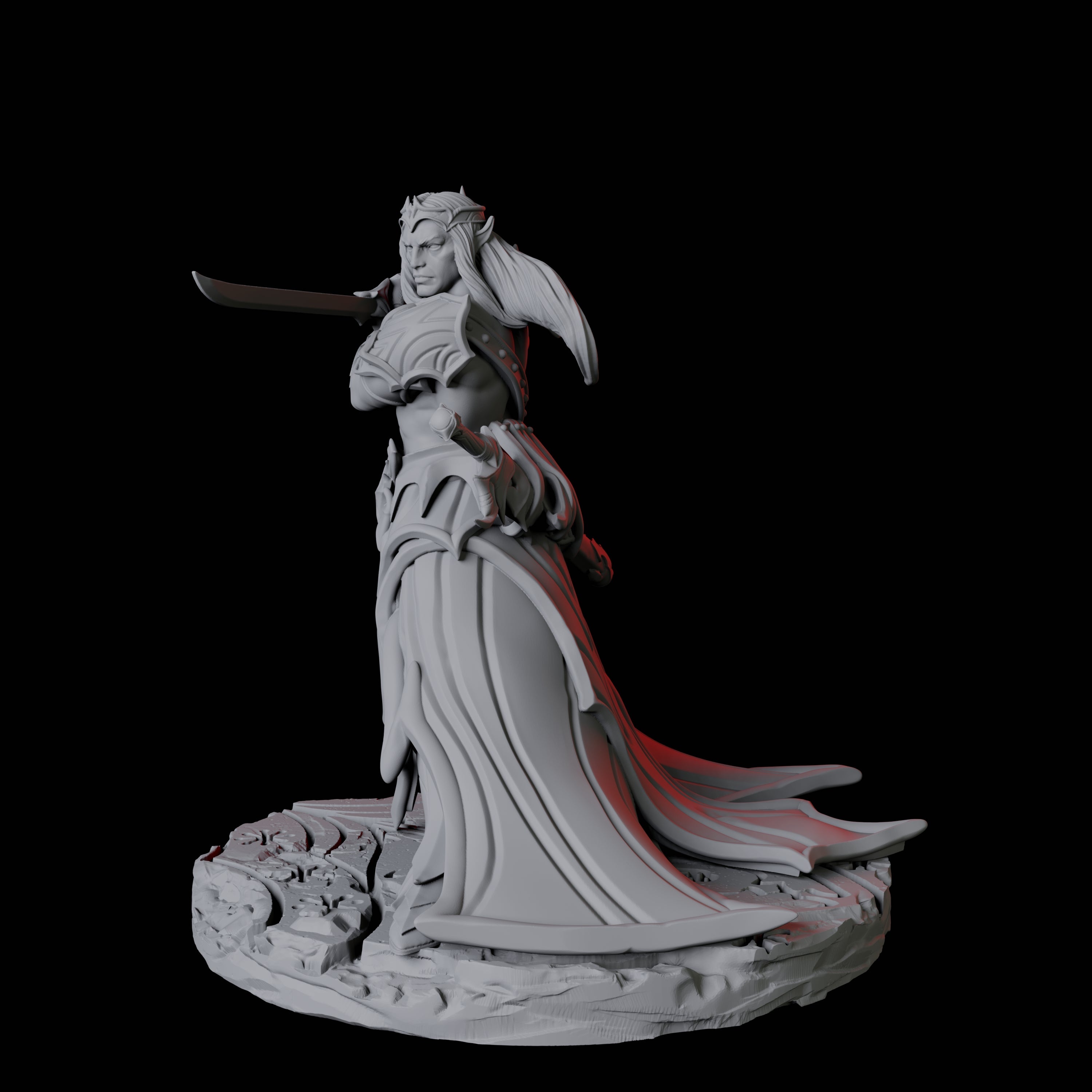 Composed Swordsmaster Miniature for Dungeons and Dragons, Pathfinder or other TTRPGs