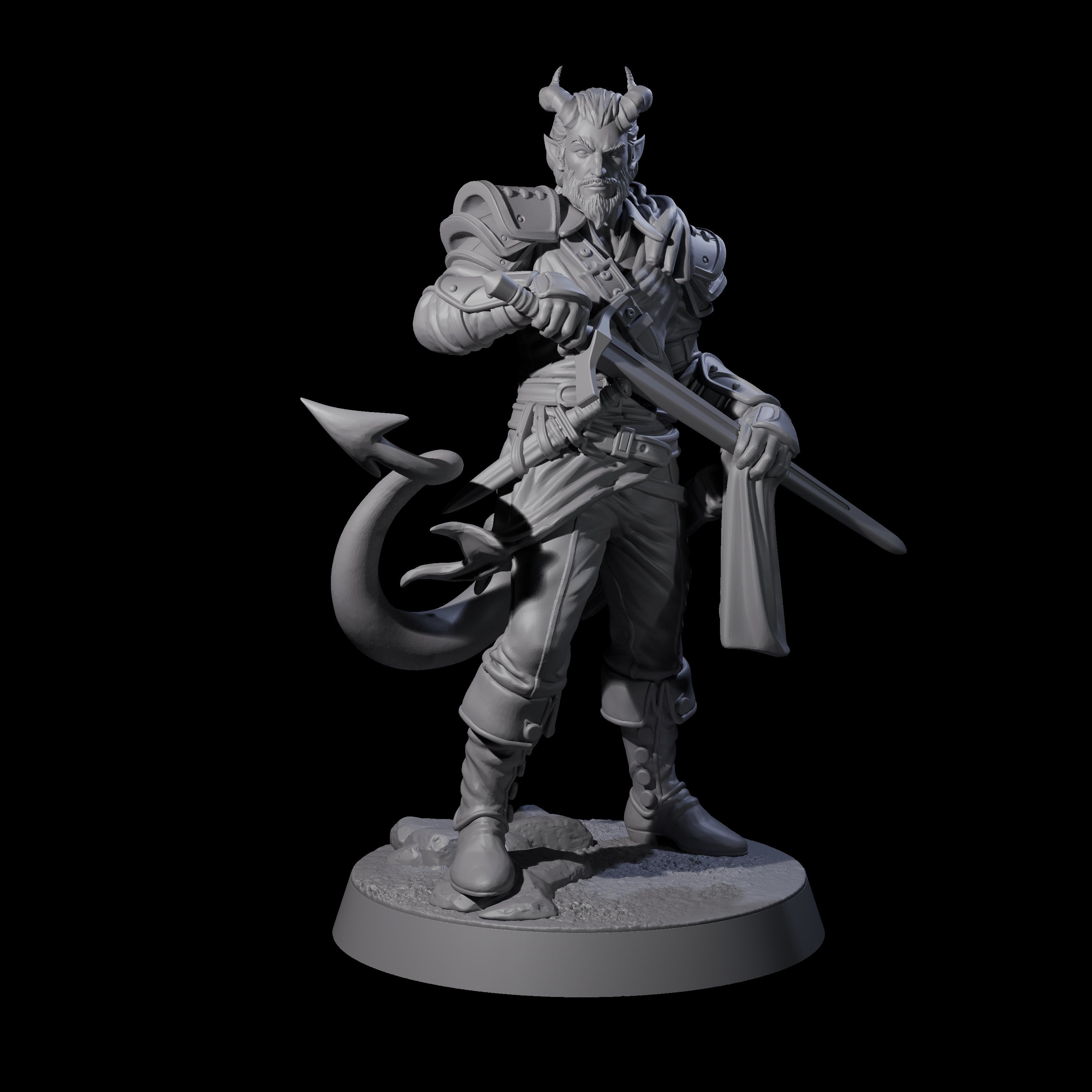 Composed Tiefling Paladin Miniature for Dungeons and Dragons, Pathfinder or other TTRPGs