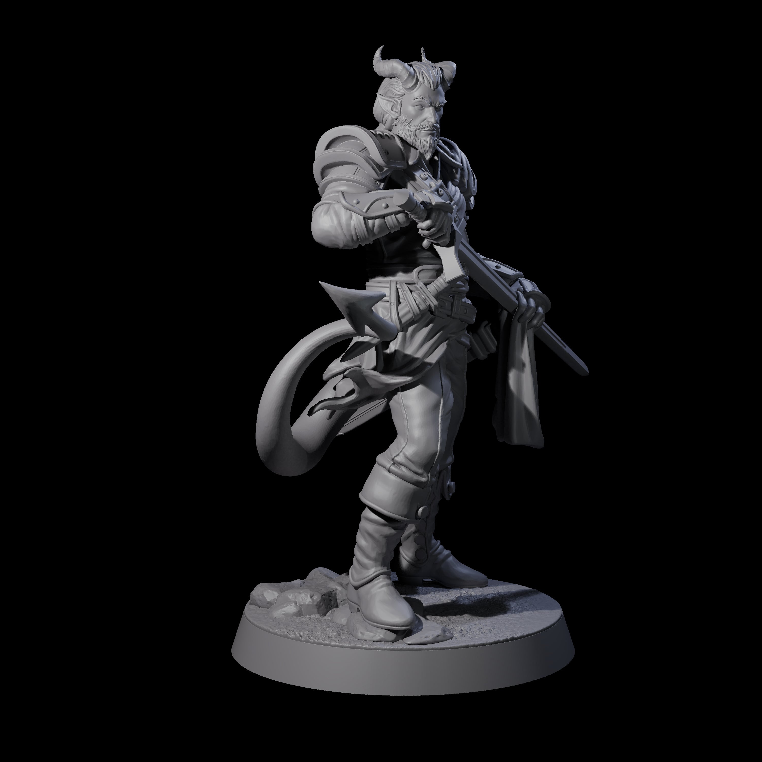 Composed Tiefling Paladin Miniature for Dungeons and Dragons, Pathfinder or other TTRPGs