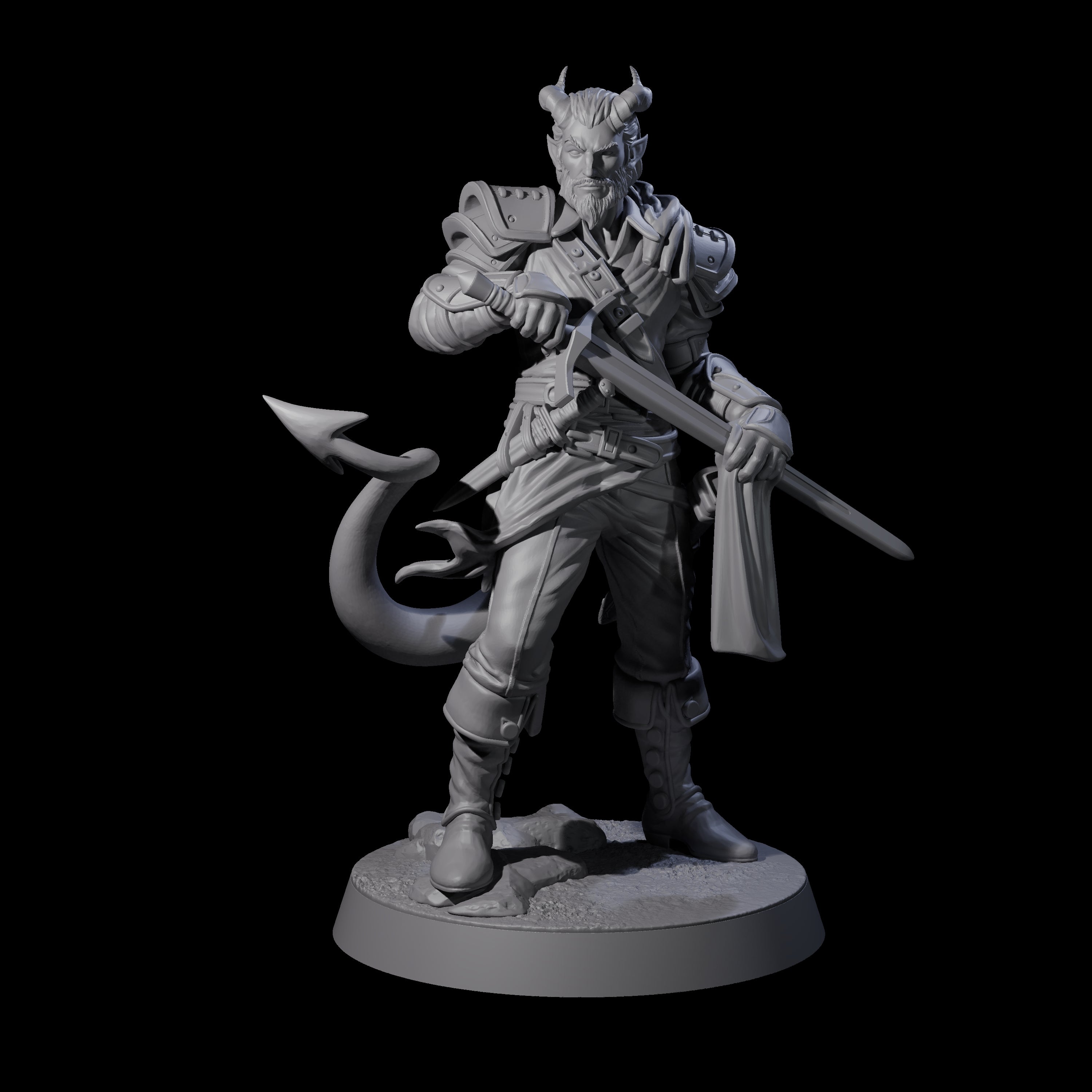 Composed Tiefling Paladin Miniature for Dungeons and Dragons, Pathfinder or other TTRPGs