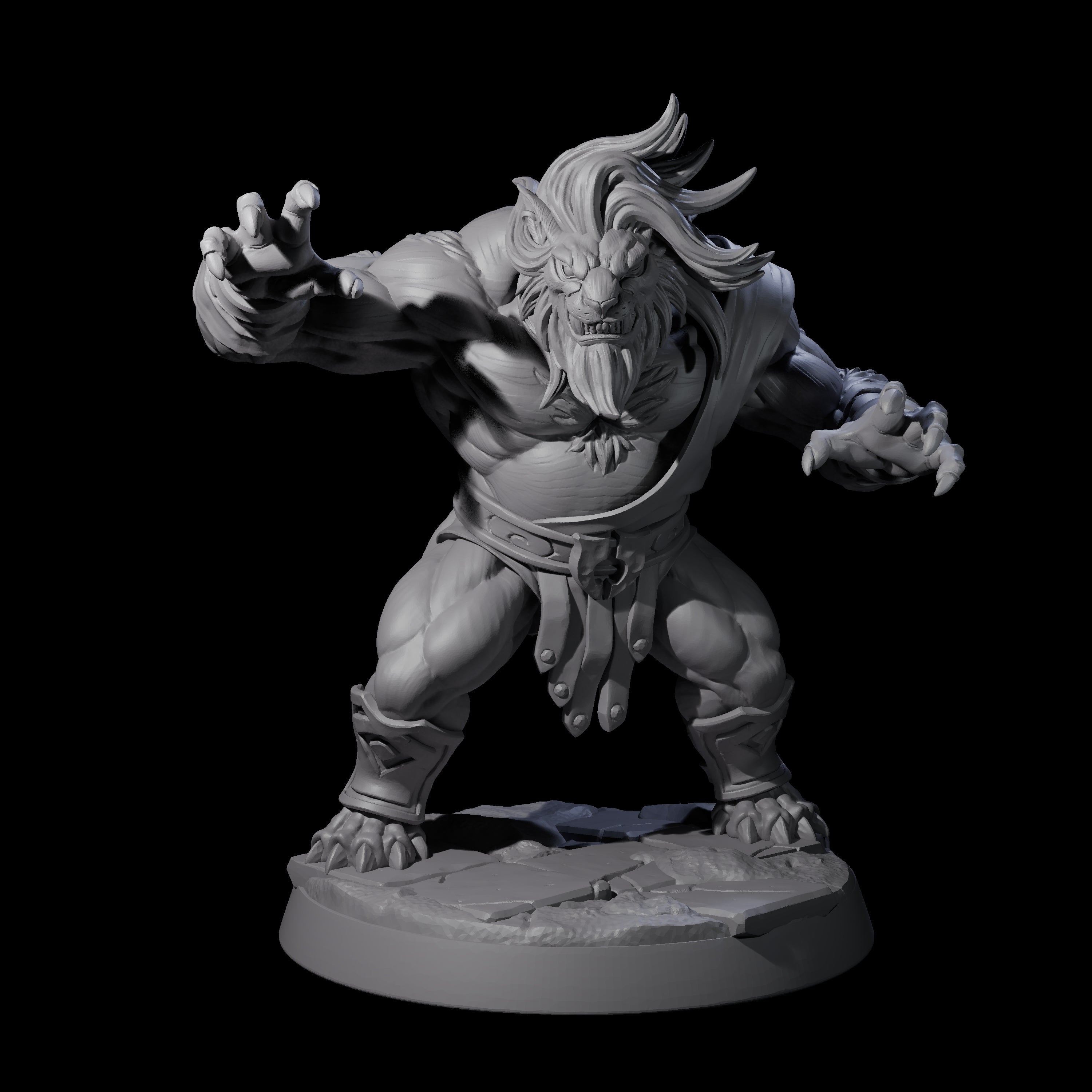 Confident Leonin Brawler Miniature for Dungeons and Dragons, Pathfinder or other TTRPGs
