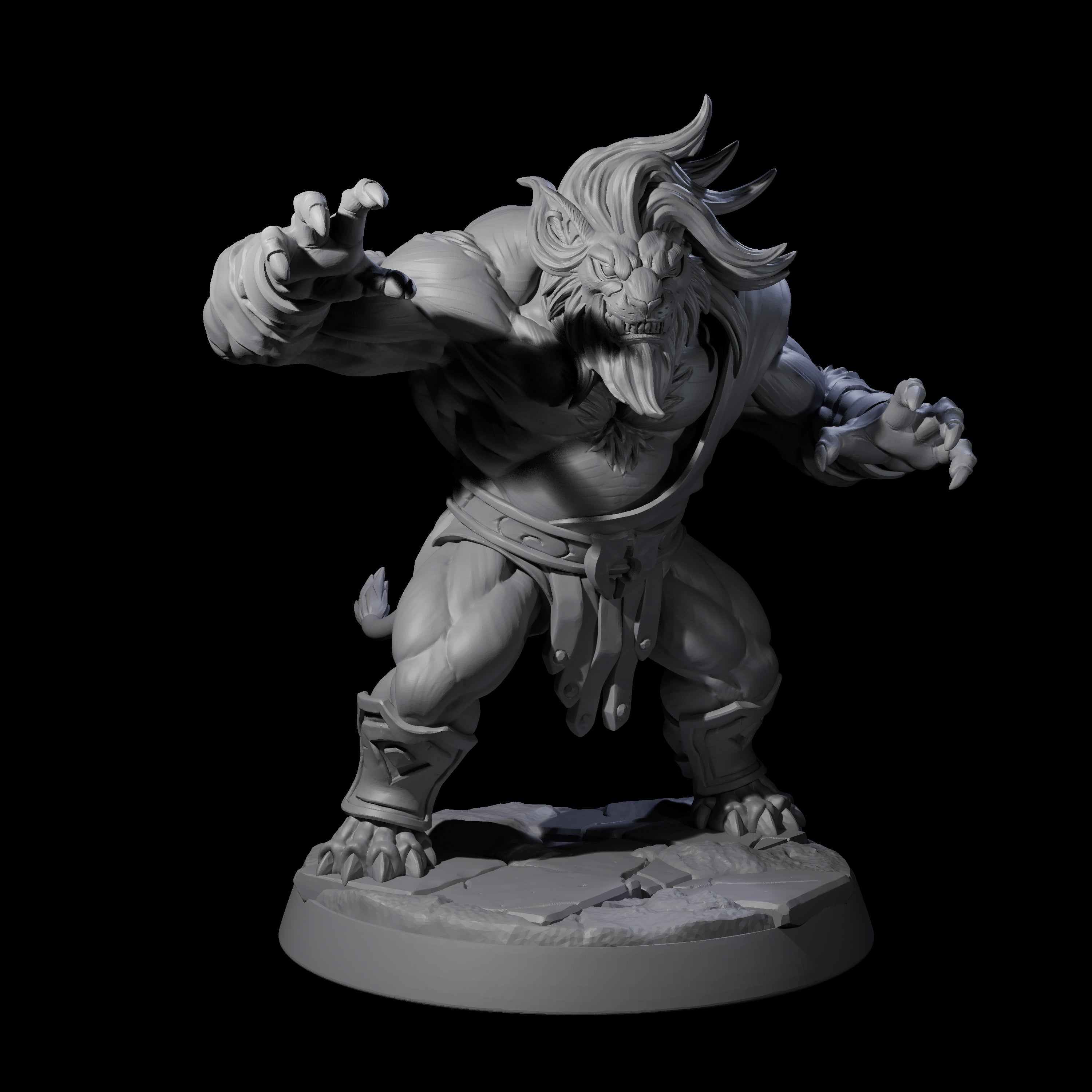 Confident Leonin Brawler Miniature for Dungeons and Dragons, Pathfinder or other TTRPGs