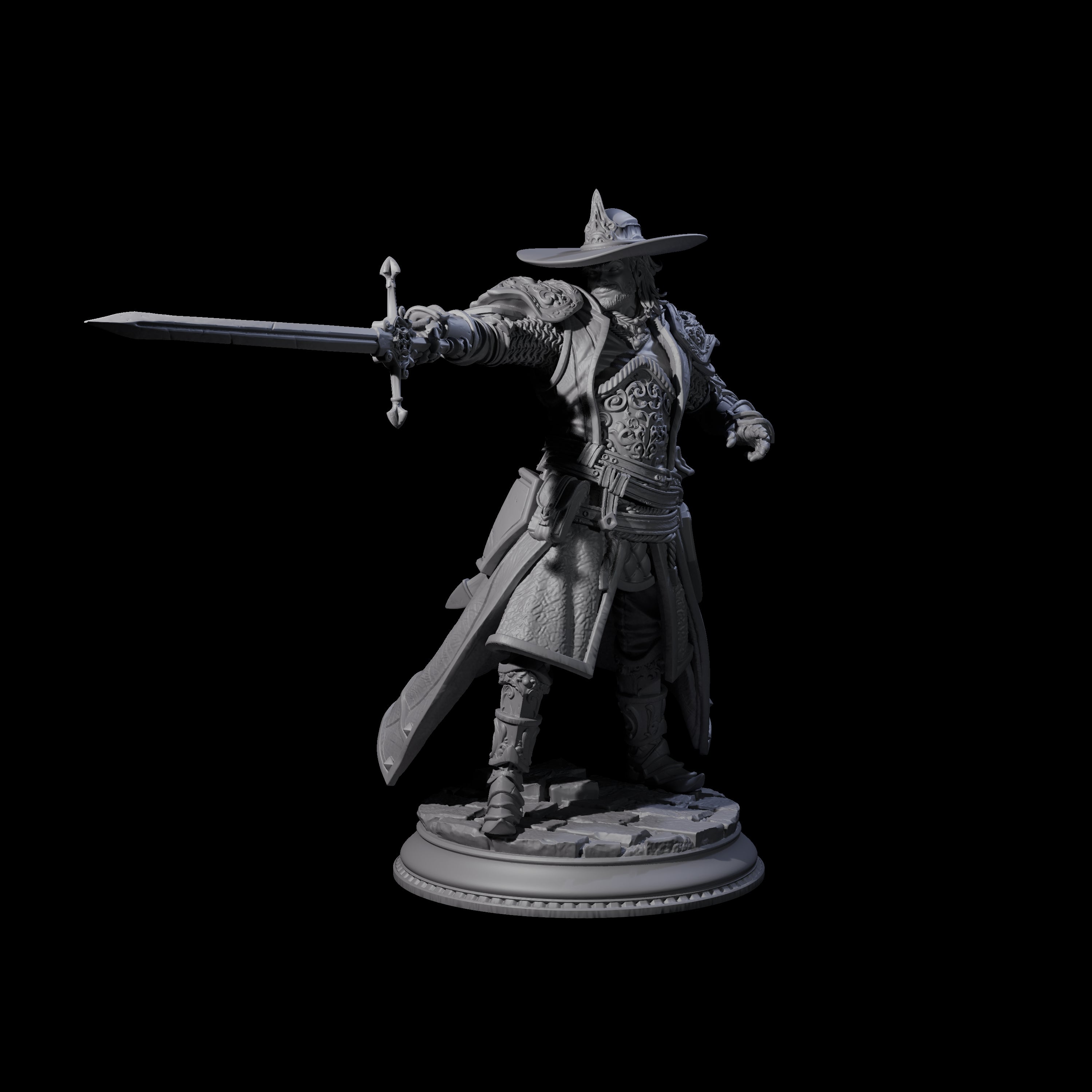 Confident Sword Fighter Miniature for Dungeons and Dragons, Pathfinder or other TTRPGs