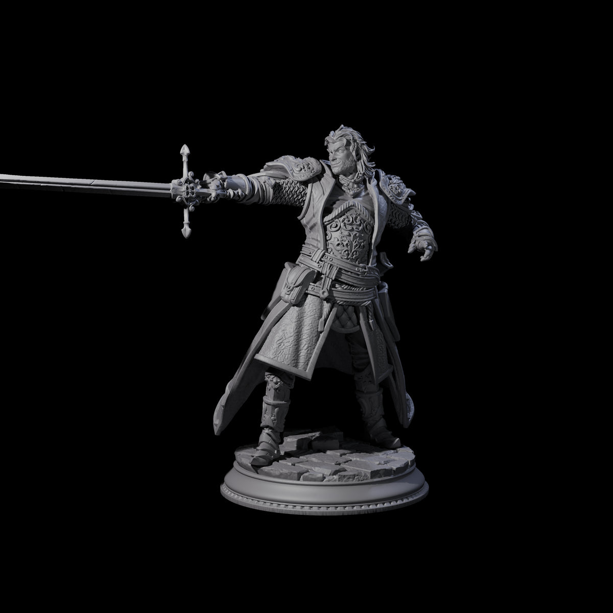 Confident Sword Fighter Miniature for Dungeons and Dragons, Pathfinder or other TTRPGs