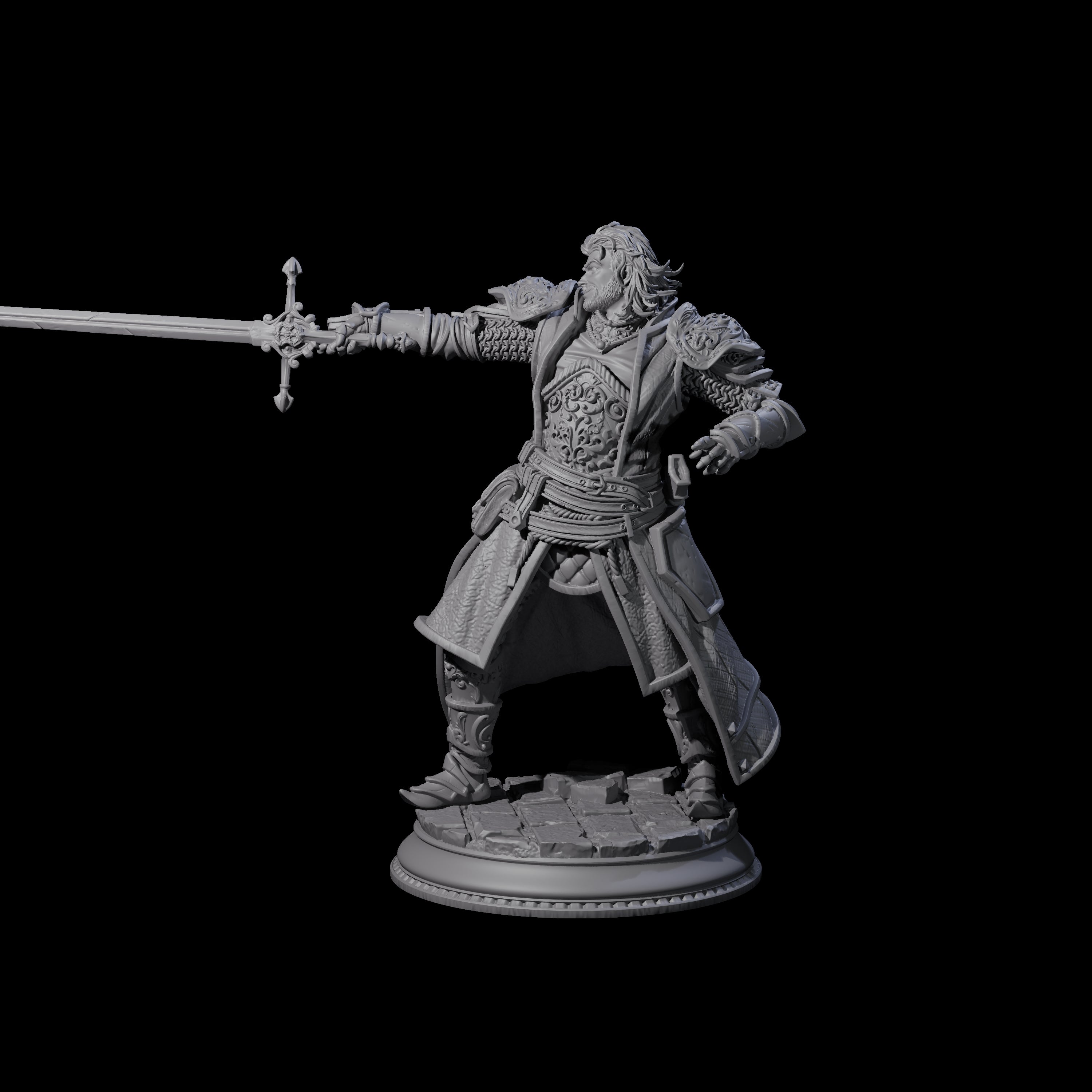 Confident Sword Fighter Miniature for Dungeons and Dragons, Pathfinder or other TTRPGs
