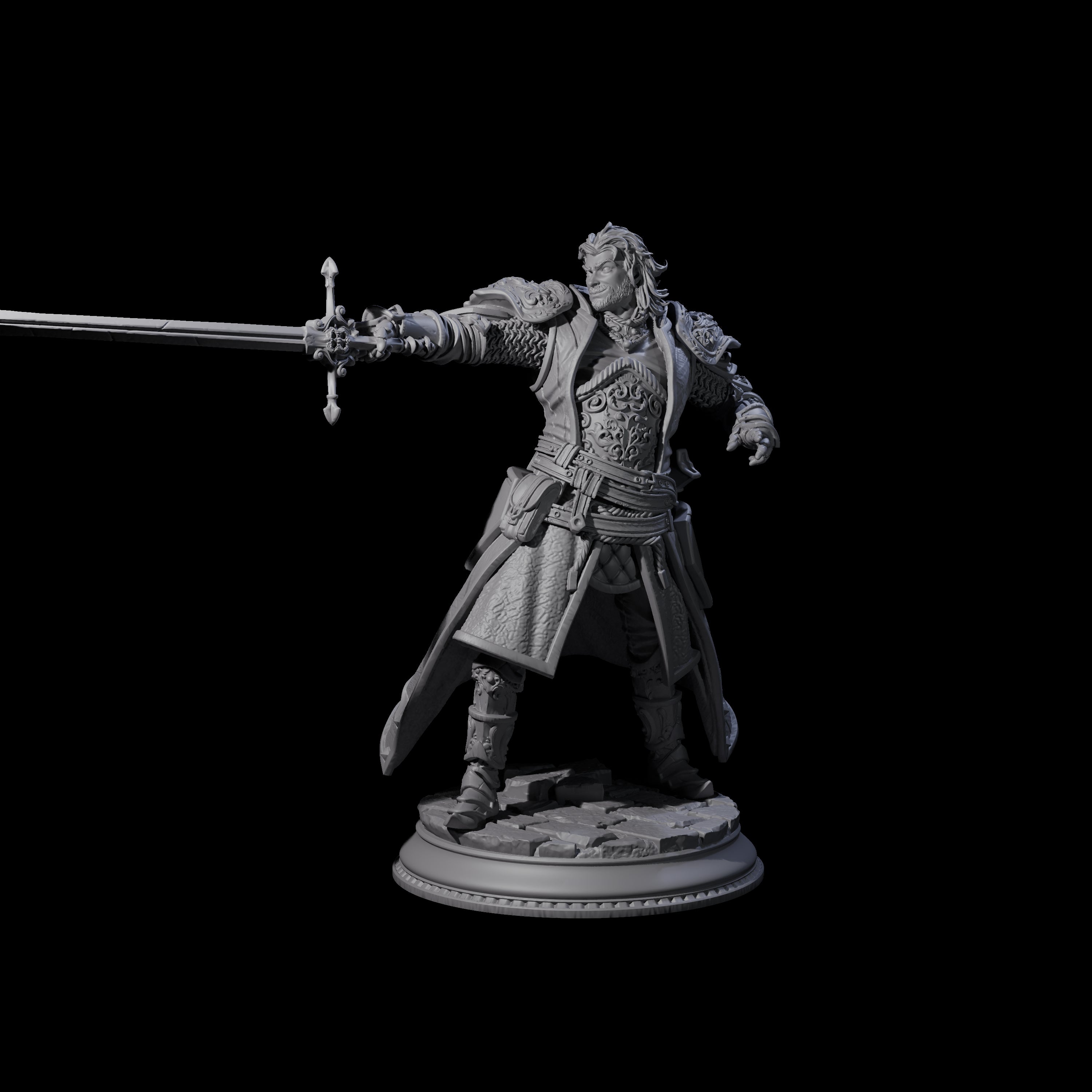 Confident Sword Fighter Miniature for Dungeons and Dragons, Pathfinder or other TTRPGs