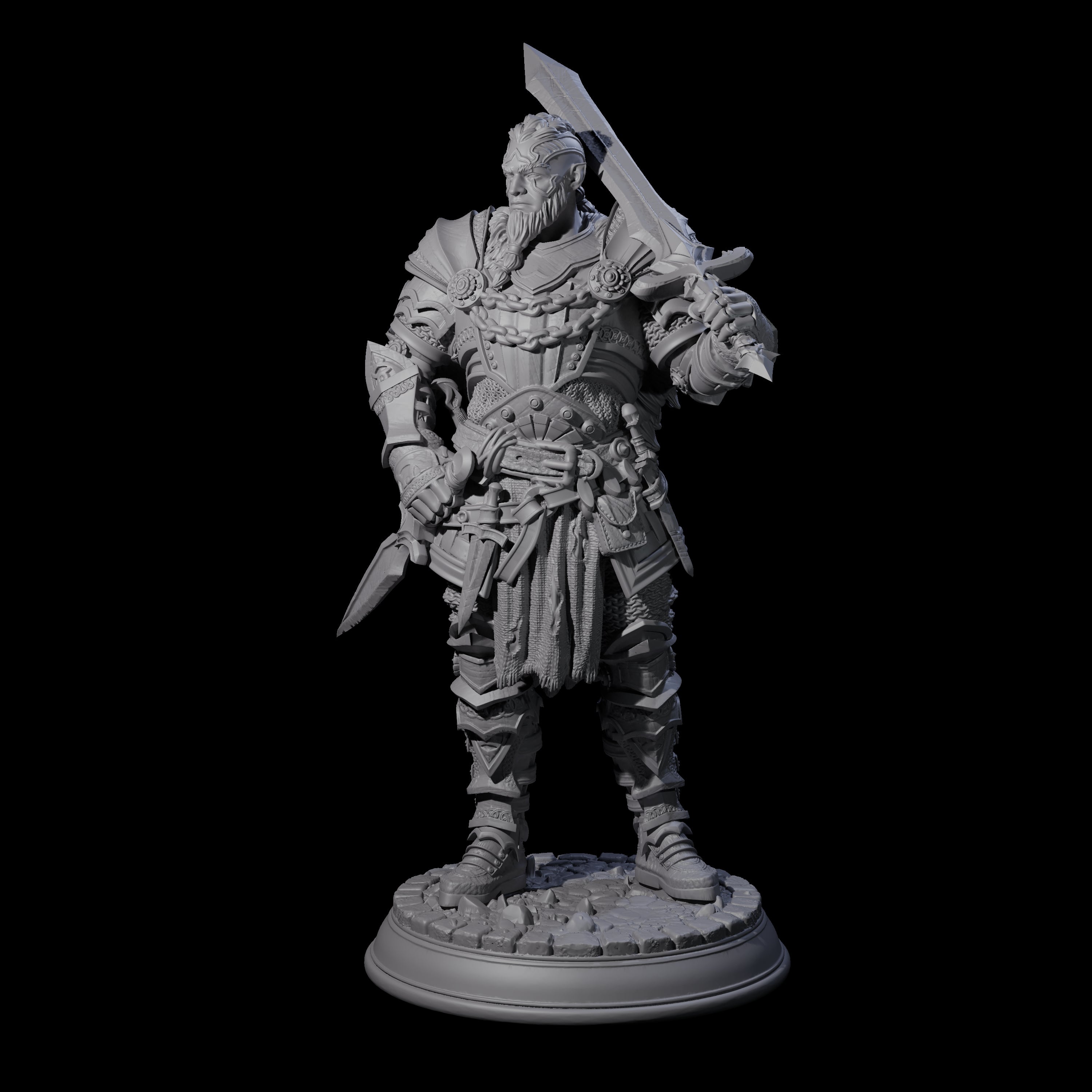 Confident Tattooed Fighter Miniature for Dungeons and Dragons, Pathfinder or other TTRPGs