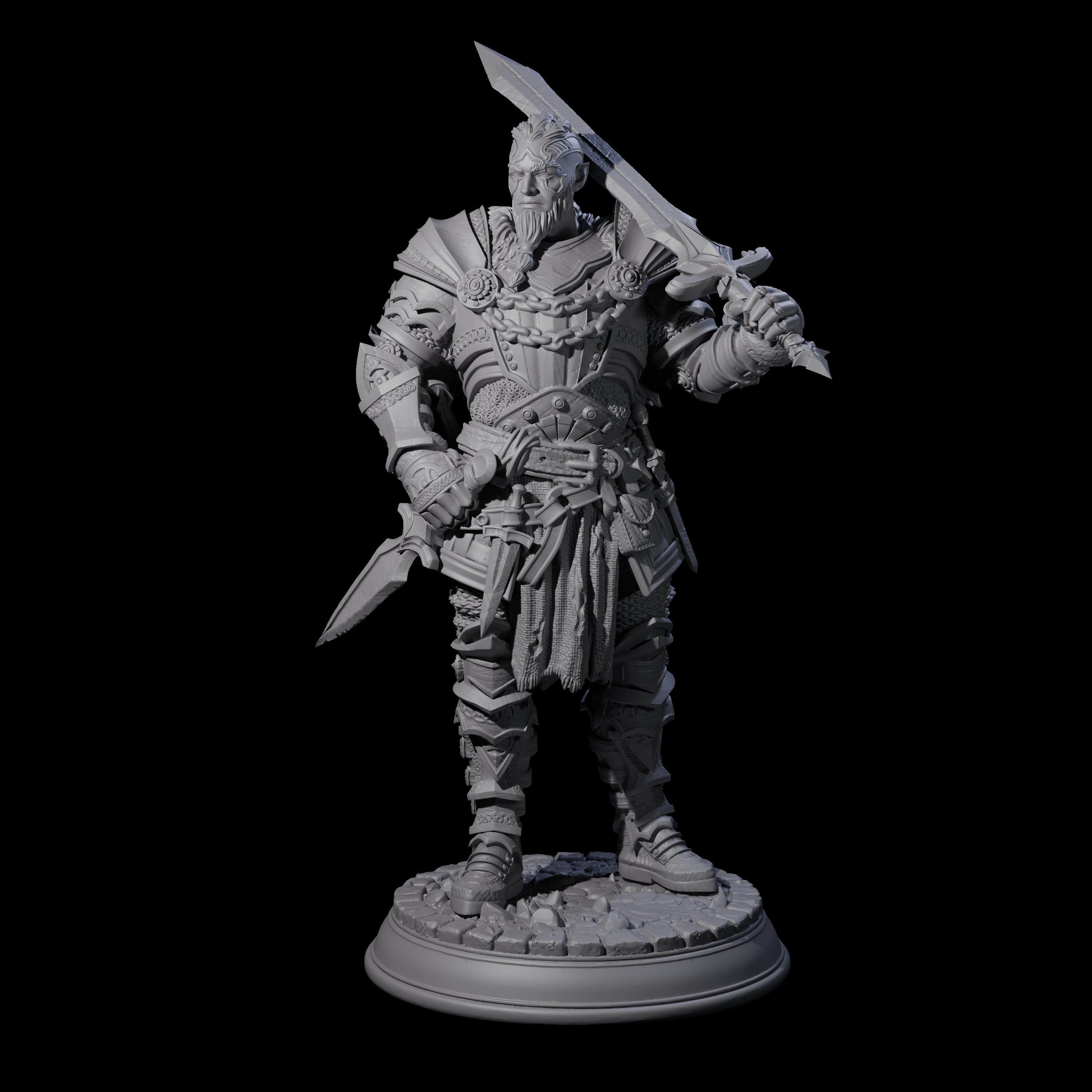 Confident Tattooed Fighter Miniature for Dungeons and Dragons, Pathfinder or other TTRPGs