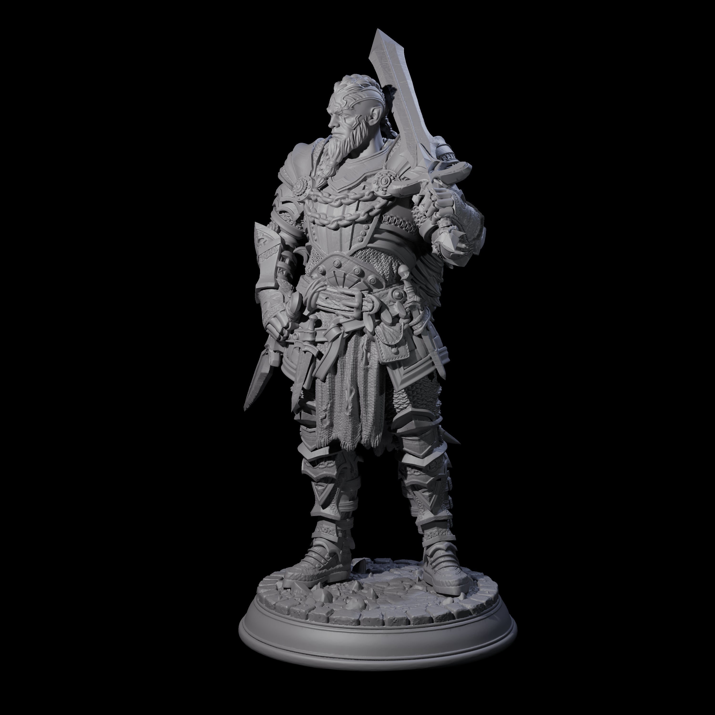 Confident Tattooed Fighter Miniature for Dungeons and Dragons, Pathfinder or other TTRPGs