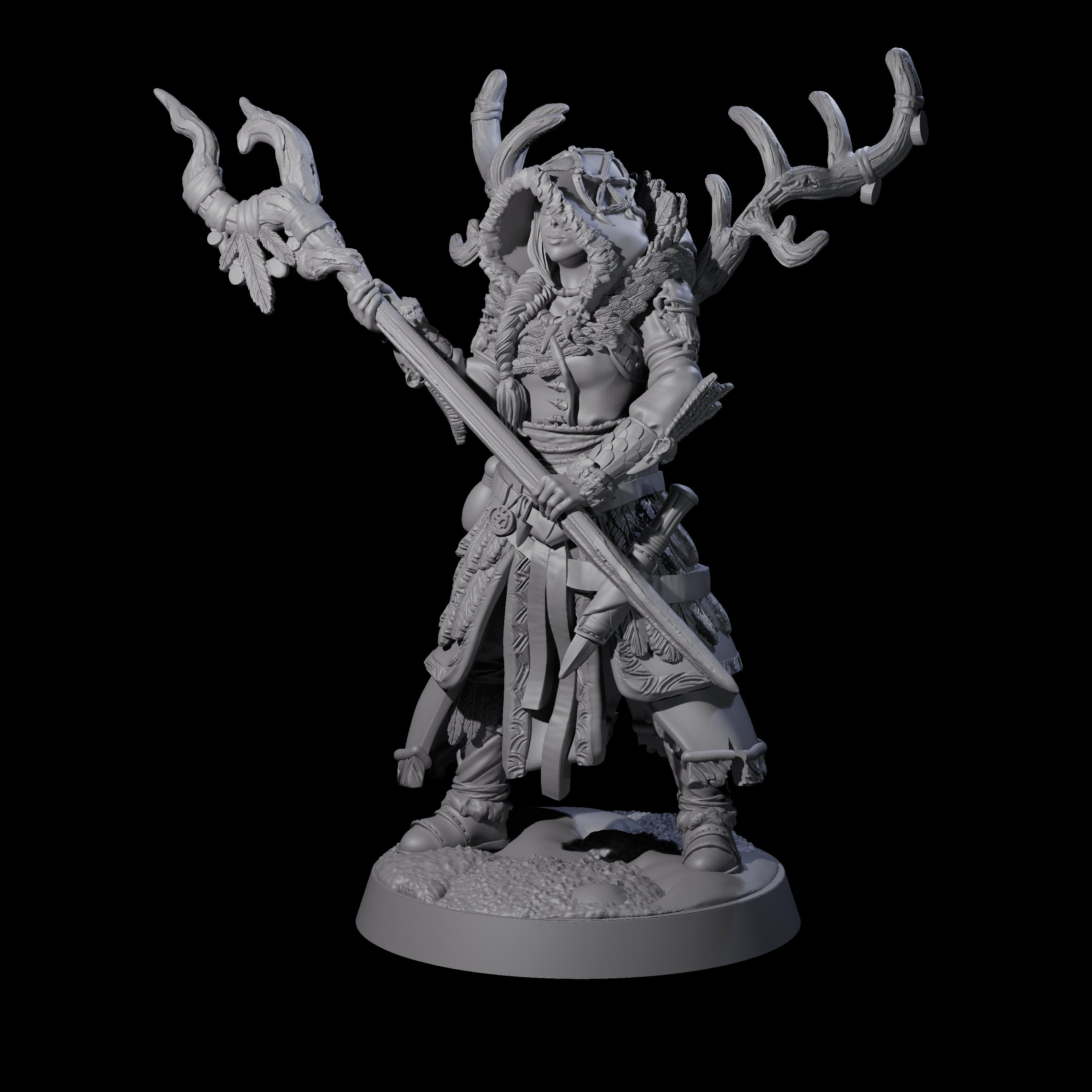 Confident Woodland Druid Miniature for Dungeons and Dragons, Pathfinder or other TTRPGs