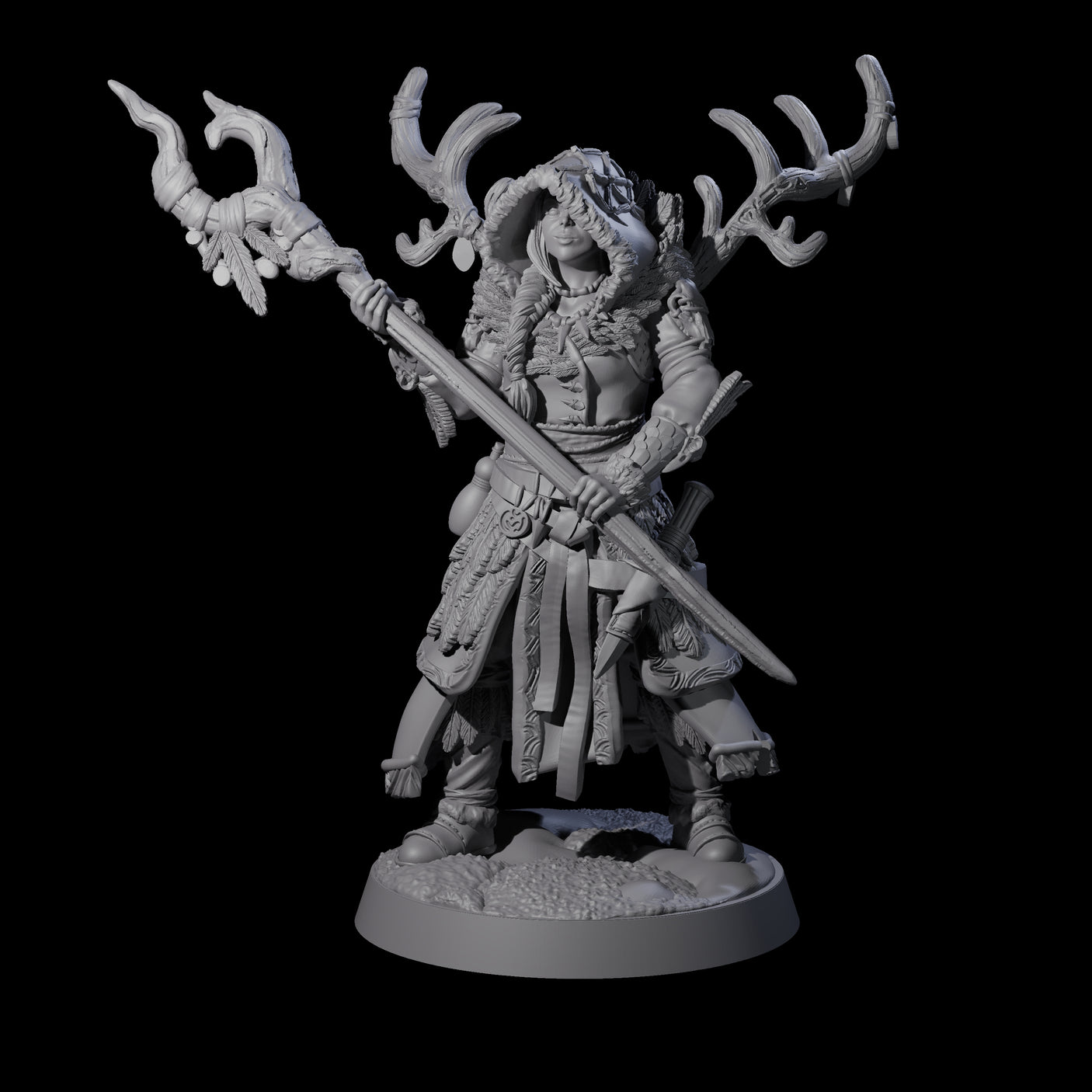 Confident Woodland Druid Miniature for Dungeons and Dragons, Pathfinder or other TTRPGs