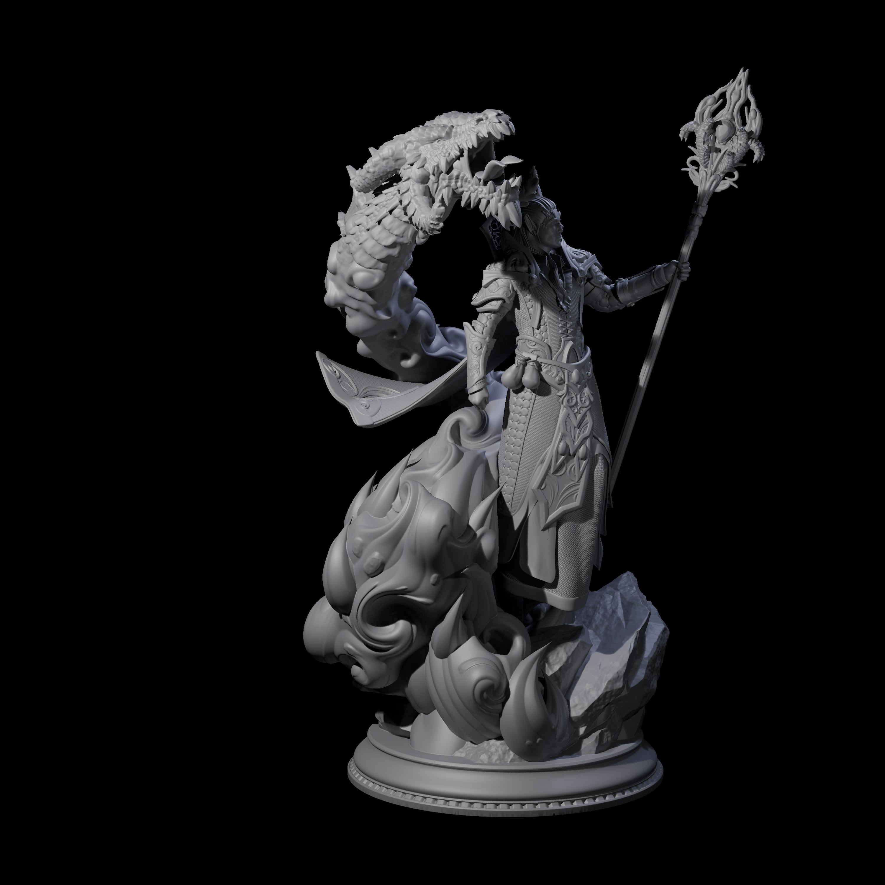 Conjuring Dragon Wizard Miniature for Dungeons and Dragons, Pathfinder or other TTRPGs