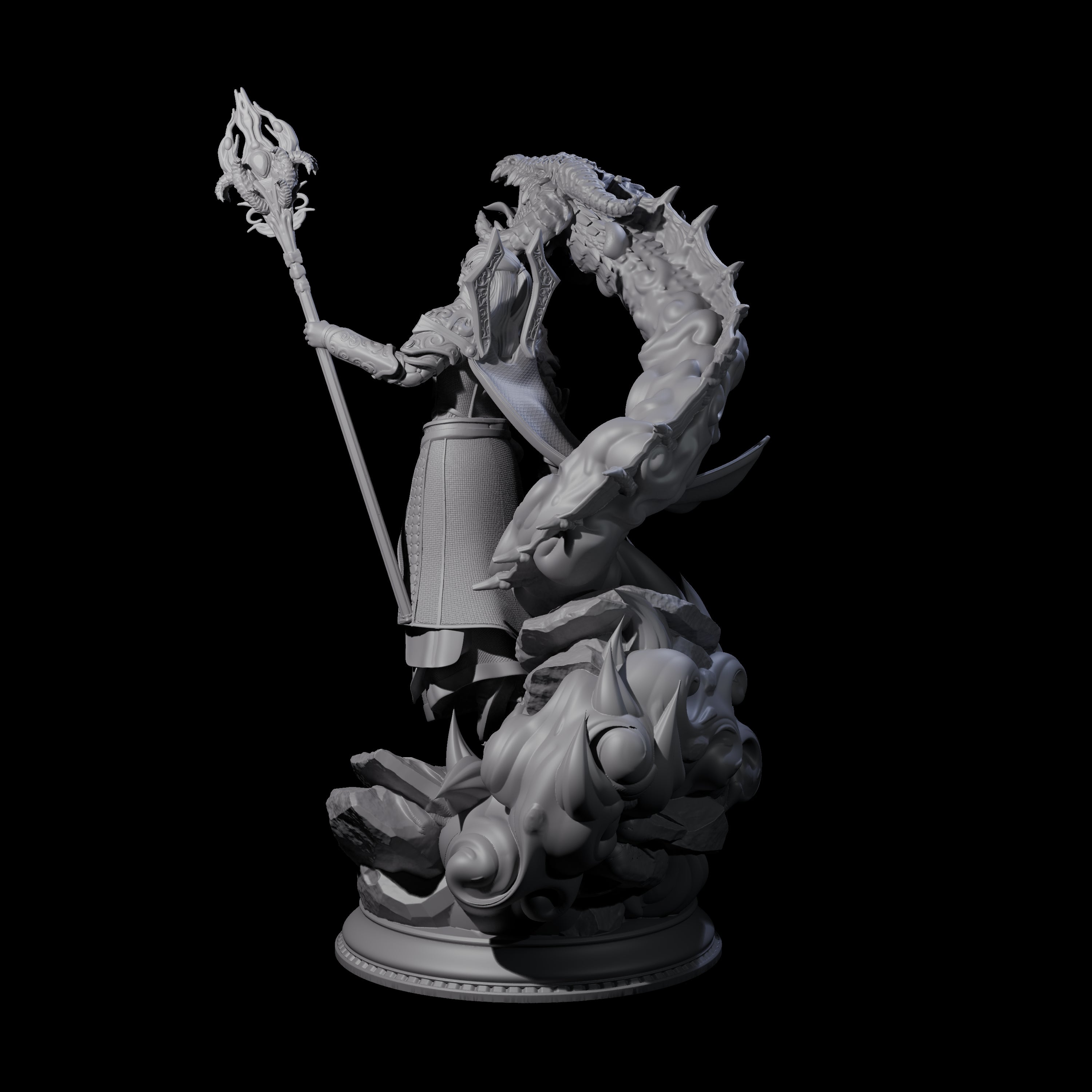 Conjuring Dragon Wizard Miniature for Dungeons and Dragons, Pathfinder or other TTRPGs