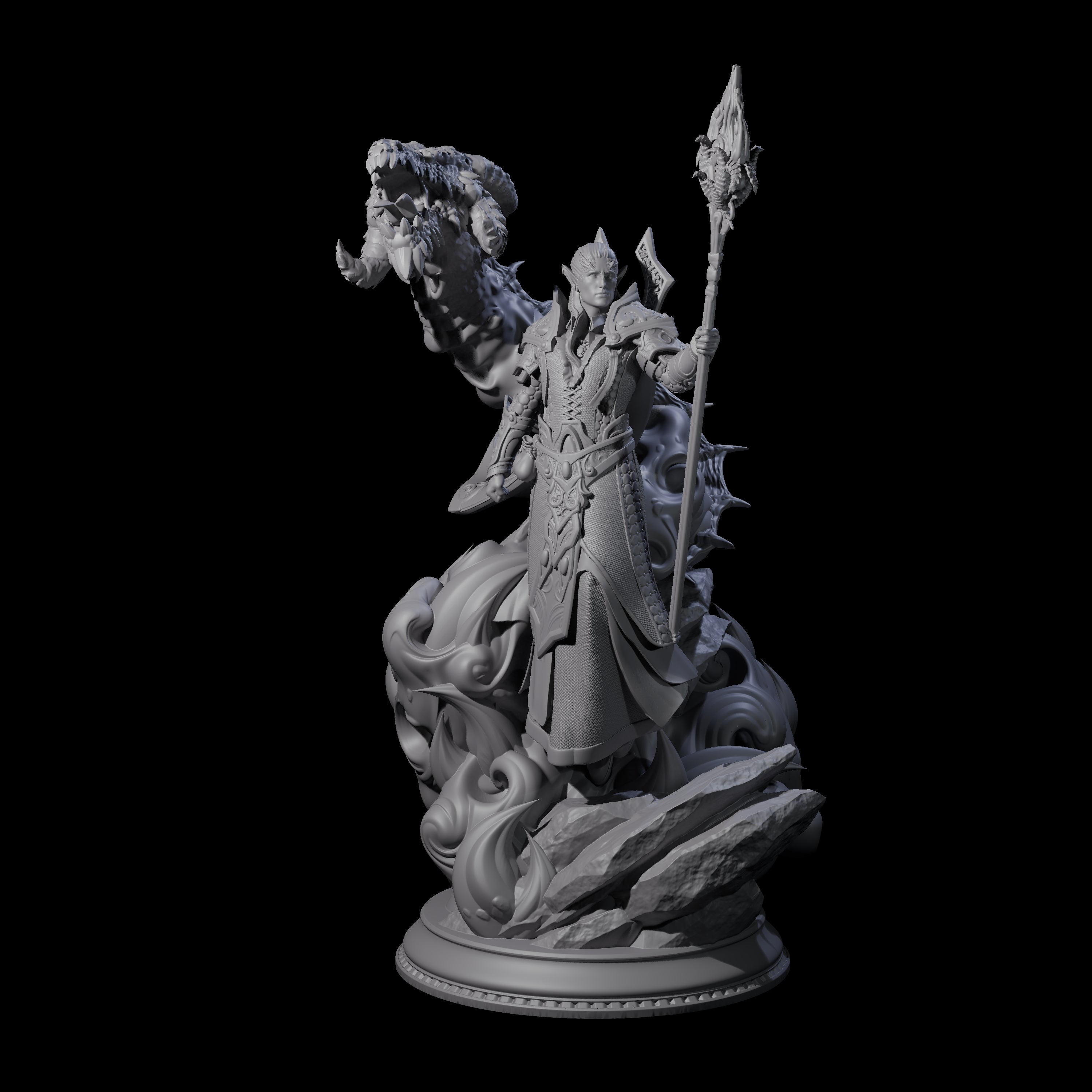 Conjuring Dragon Wizard Miniature for Dungeons and Dragons, Pathfinder or other TTRPGs