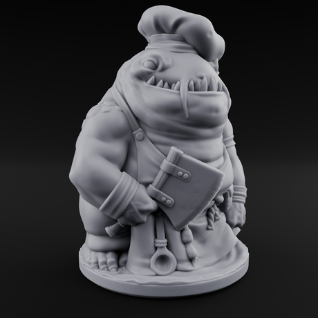 Cooking Up A Storm Kuo-Toa Chef Miniature for Dungeons and Dragons, Pathfinder or other TTRPGs