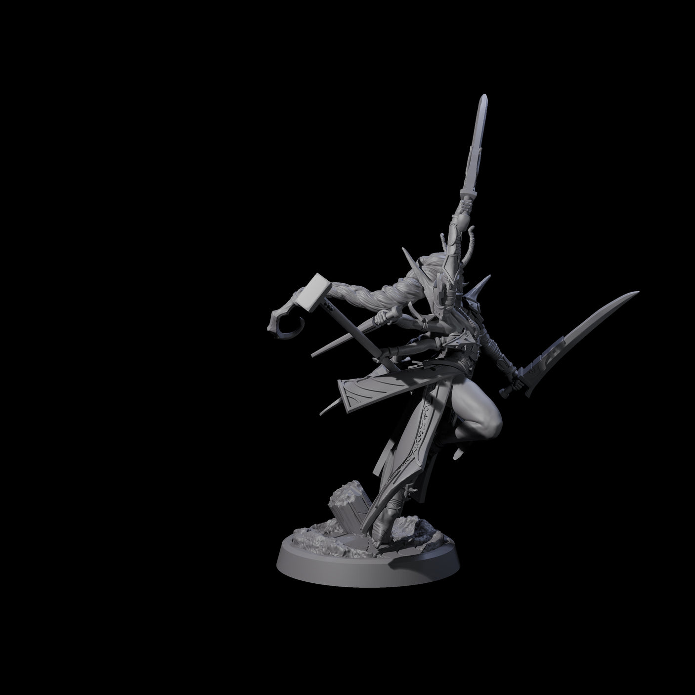 Corrupted Marilith A Miniature for Dungeons and Dragons, Pathfinder or other TTRPGs