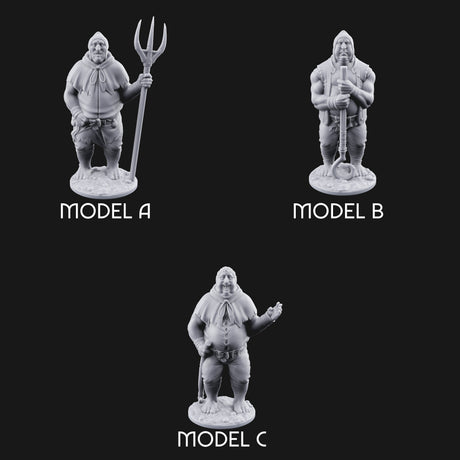 Country Bumkin Human Peasants Miniature for Dungeons and Dragons, Pathfinder or other TTRPGs