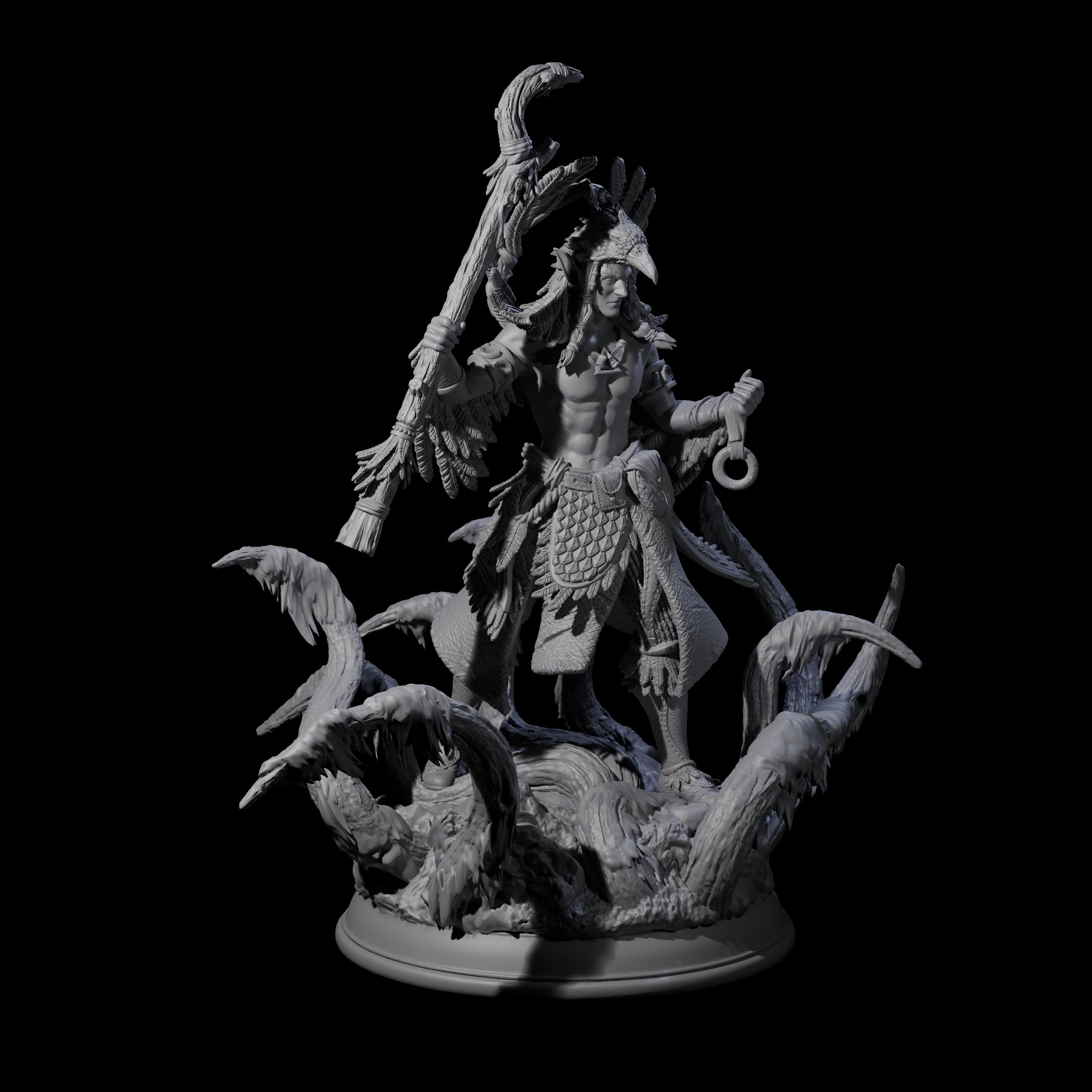 Crackling Wild Man Druid Miniature for Dungeons and Dragons, Pathfinder or other TTRPGs